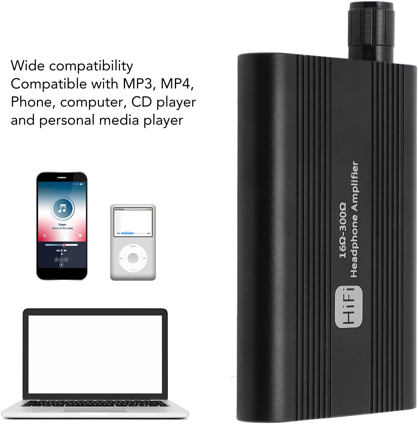 Headphone Amplifier for 16‑300&Omega; Headphones, Portable Noise Reduction Stereo Amp with 2 Stage Gain Switch, 3.5Mm AUX Mini Hifi Amplifier with 1500Mah Battery image number 1