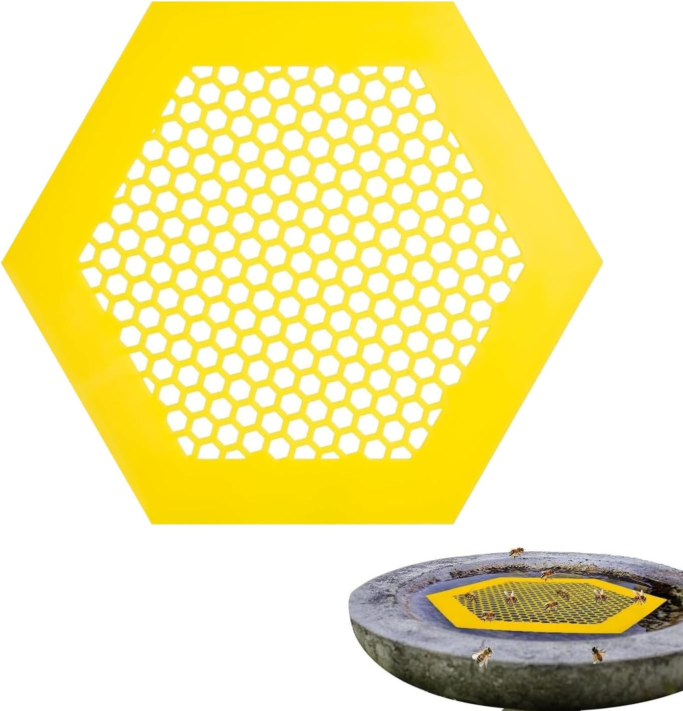 1 Pack Large Floating Bee Island for Driking Floatable Bee Waterer Bee Feeder with Beehive Design, Floating Watering Station for Feeding for Outdoor Garden (Yellow)