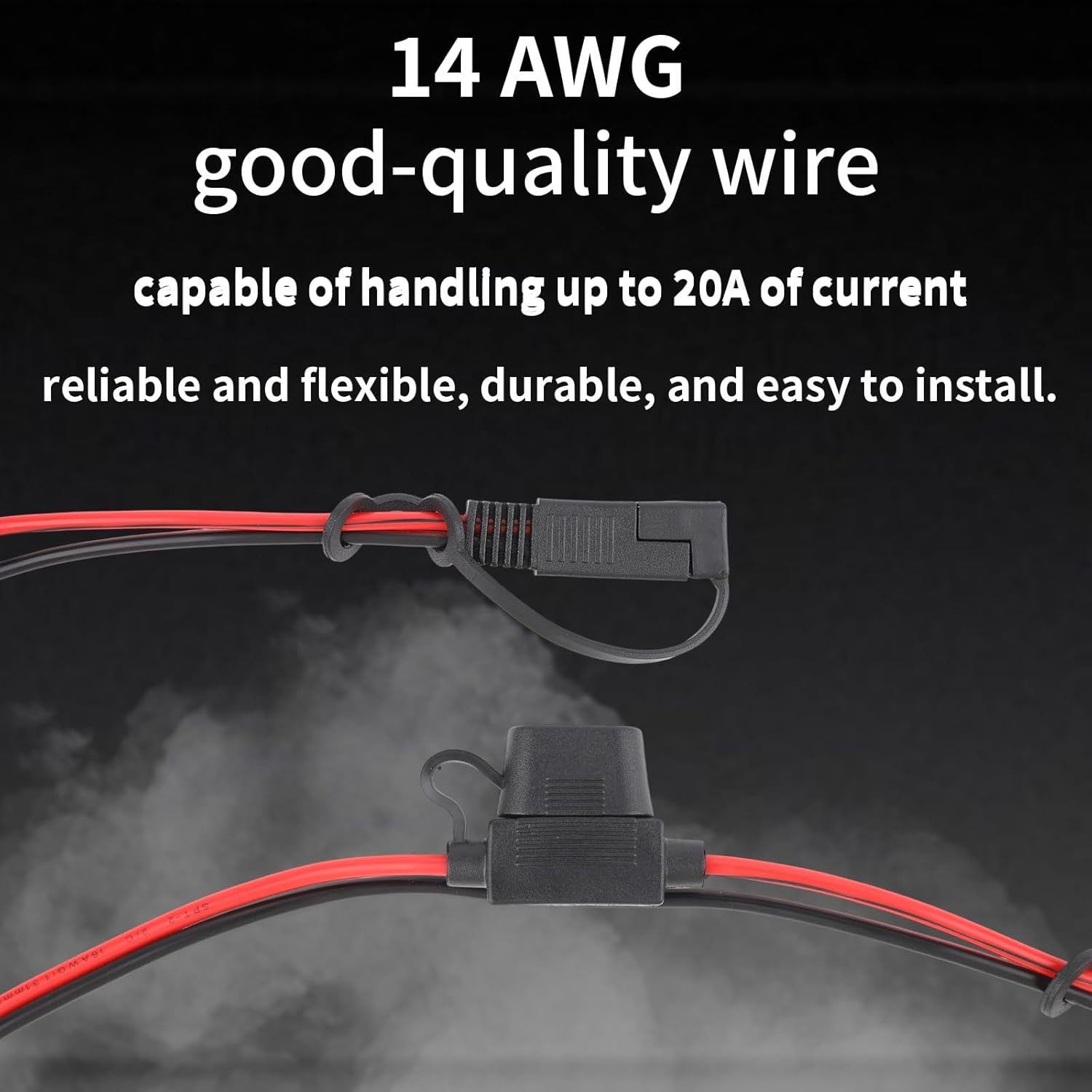 BTFO 1Ft/34Cm SAE SAE Extension Cable, 14AWG Heavy Duty Waterproof Extension Cord with 20A Fuse Compatible with NOCO Genius Smart Battery Chargers for Motorcycle ATV Truck & Car, No Tool Require image number 5