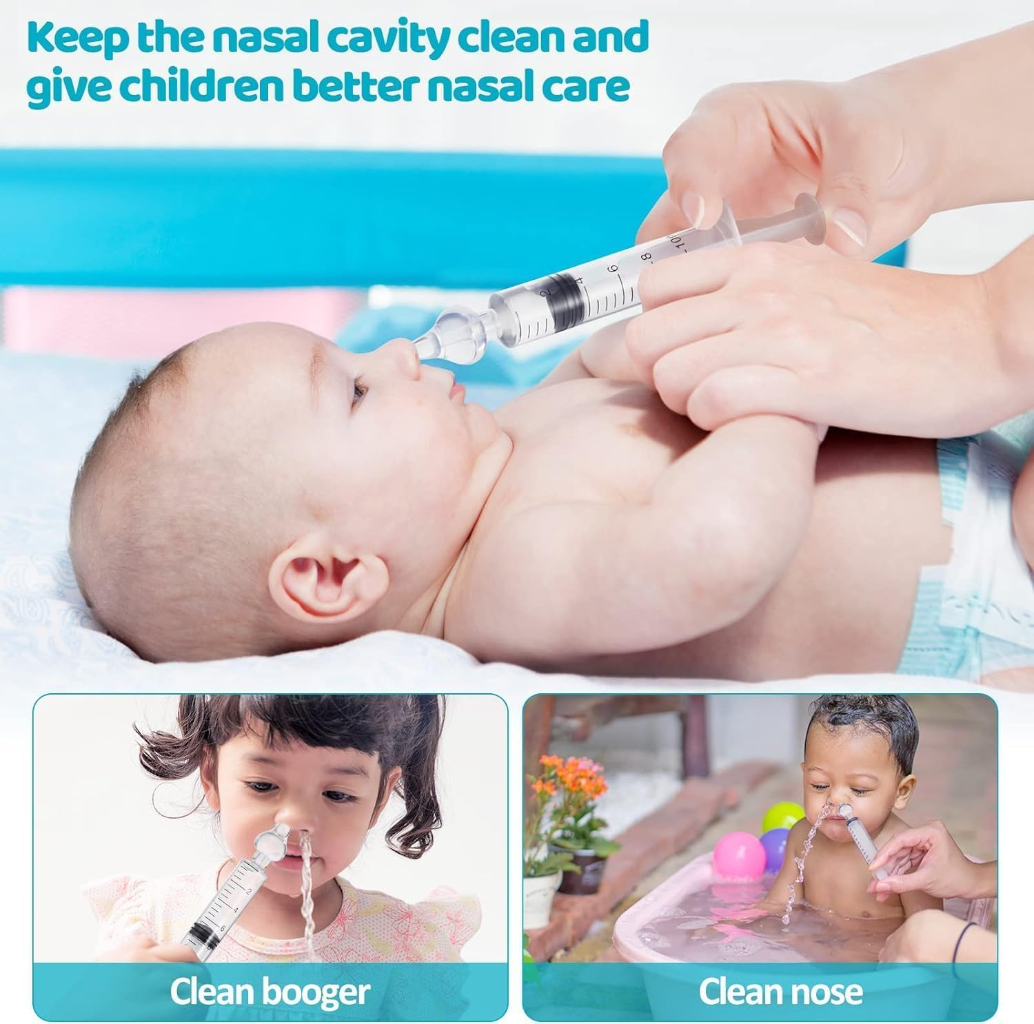 Nachar Sinus Rinse System, 4Pcs Professional Baby Nasal Irrigator Portable Infant Nose Cleaner Quick Rinse Device All Natural Relief - BPA Free More Convenient image number 3