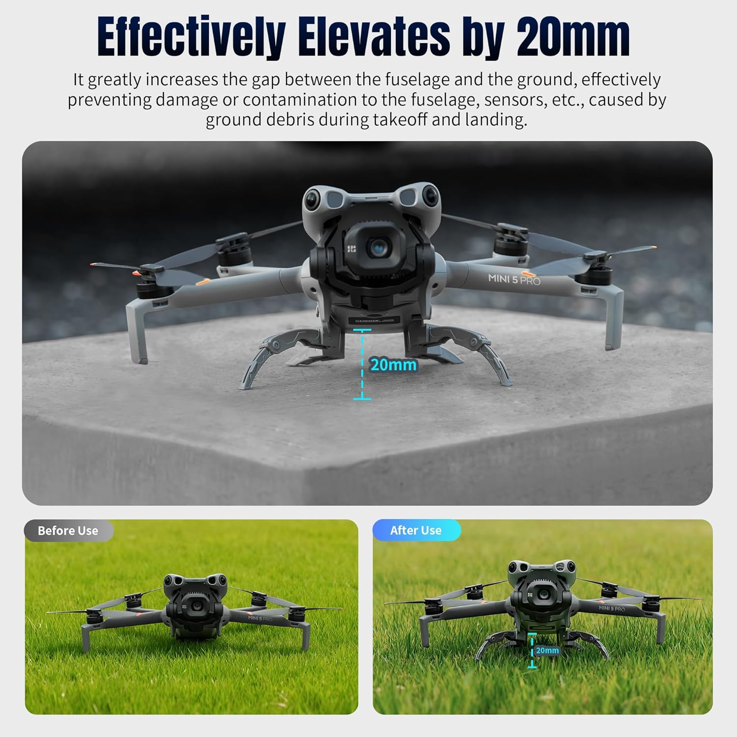 Spider Landing Gear for DJI Mini 5 Pro, Height-Adjustable Tripod Legs, ABS and Silicon Construction, Quick Release Design, Sensor and Gimbal Protection image number 5