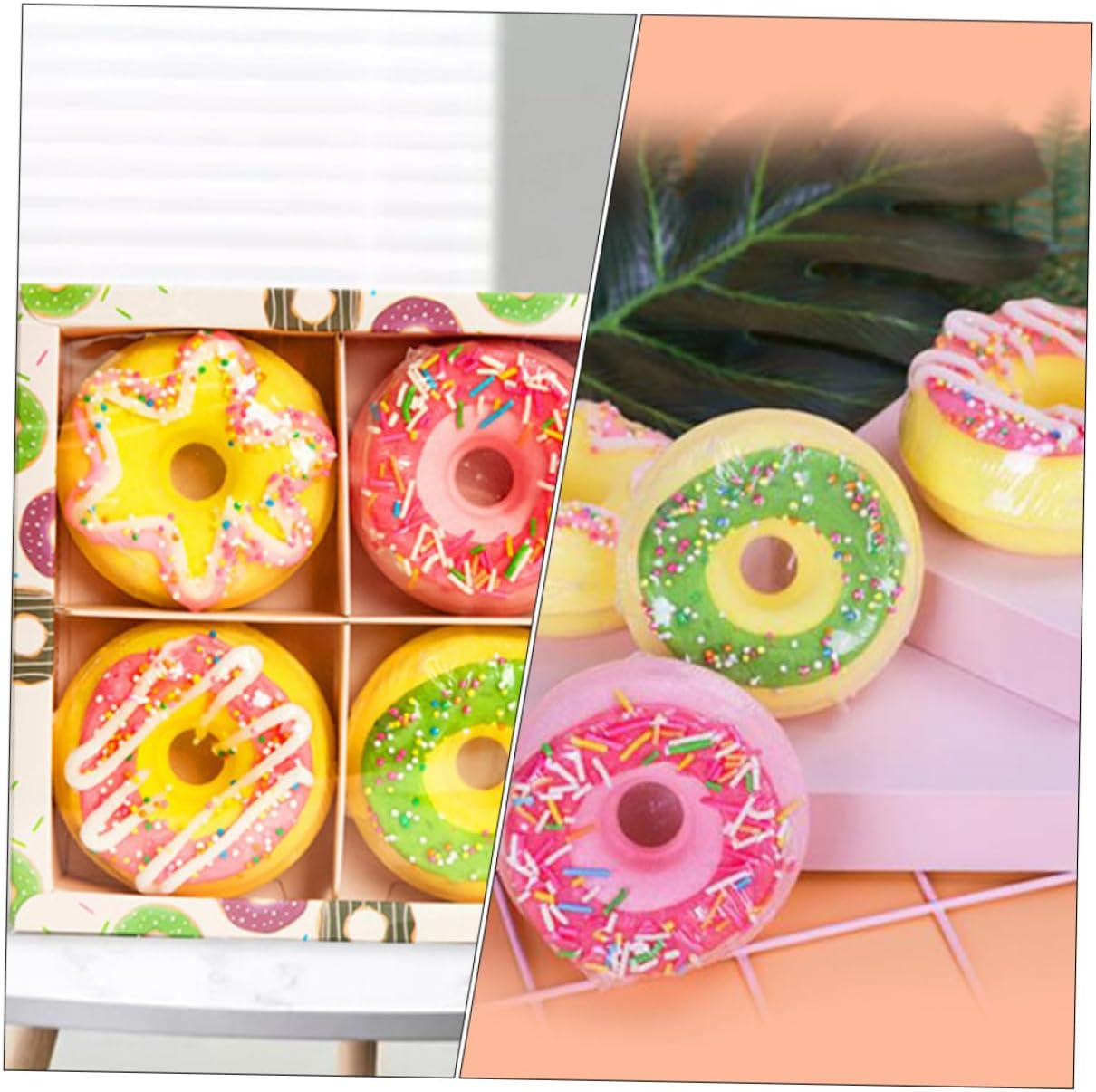 Doughnut Shape Bath Bombs Set 4Pcs 100G Moisturizing Sea Salt Spa Bath Balls for Relaxing Skin Care Bathing Random Style image number 1