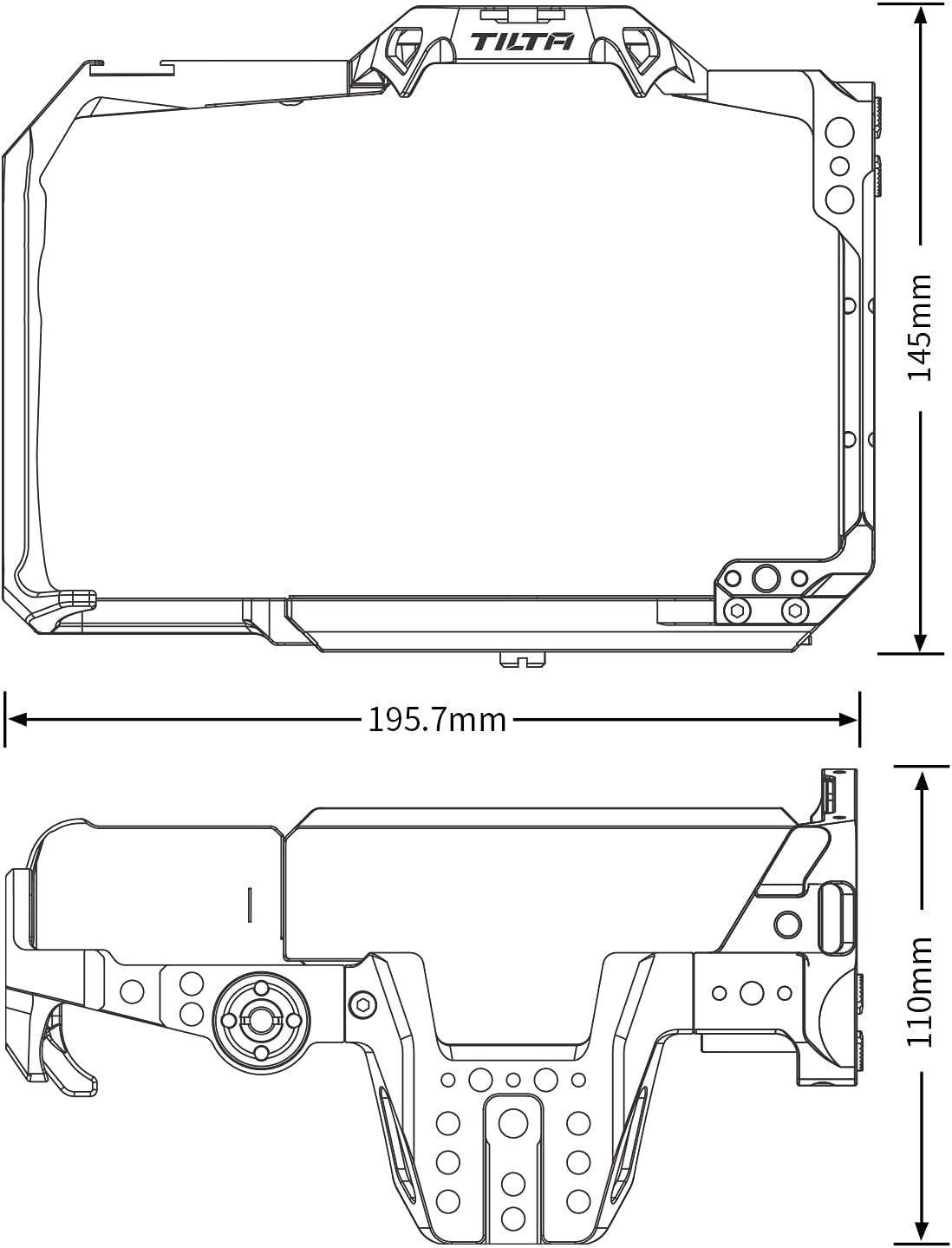 Tilta Full Camera Cage Compatible with BMPCC 6K Pro Detachable Half Camera Video Cage for Blackmagic Pocket Cinema Camera 6K Pro Film Movie Making Kit Lightweigt Durable Black TA-T11-FCC-B image number 6