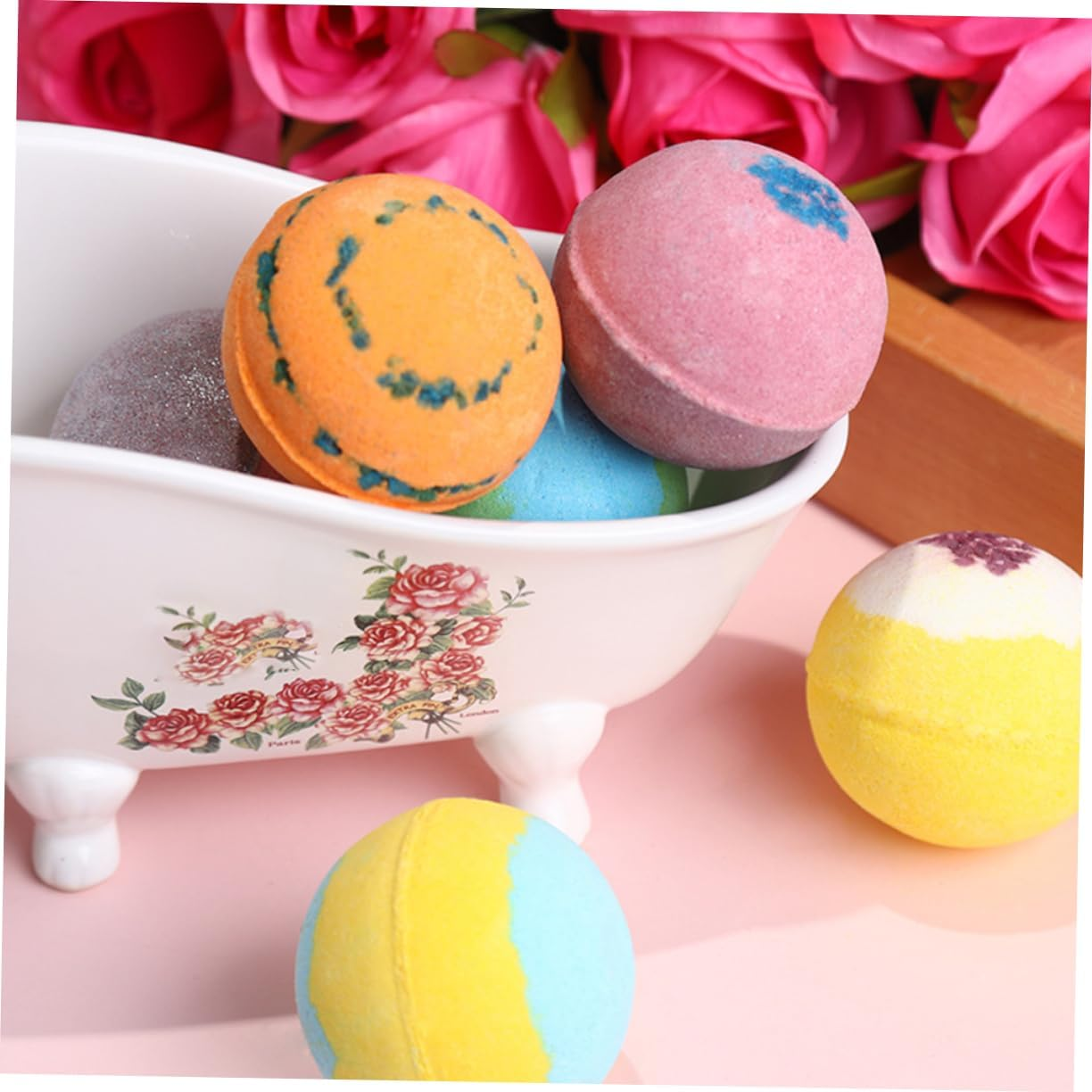 6Pcs Bath Bath Ball Boys and Girls Bubble Bombs Natural Spa Bubble Salt Balls