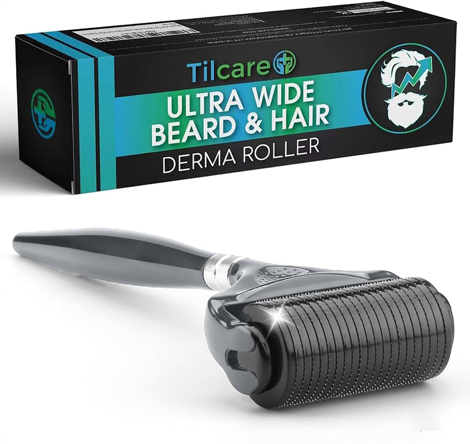 Beard and Hair Ultra Wide Derma Roller (1Pack) by Tilcare - Sterile 1200 Grade a Titanium Microneedles Titanium Derma Roller 0.25Mm image number 2