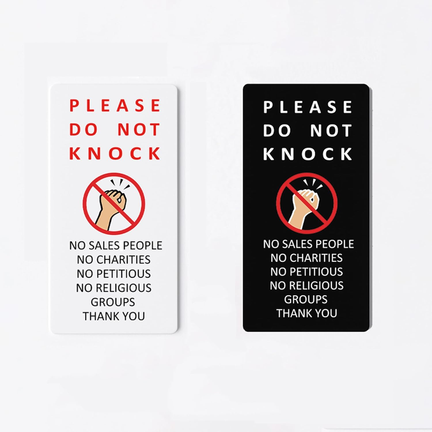Please Do Not Knock, No Door Knockers Sign, NO Religious Groups, No Sales People Sign Plaque (Style1 (Black Text))