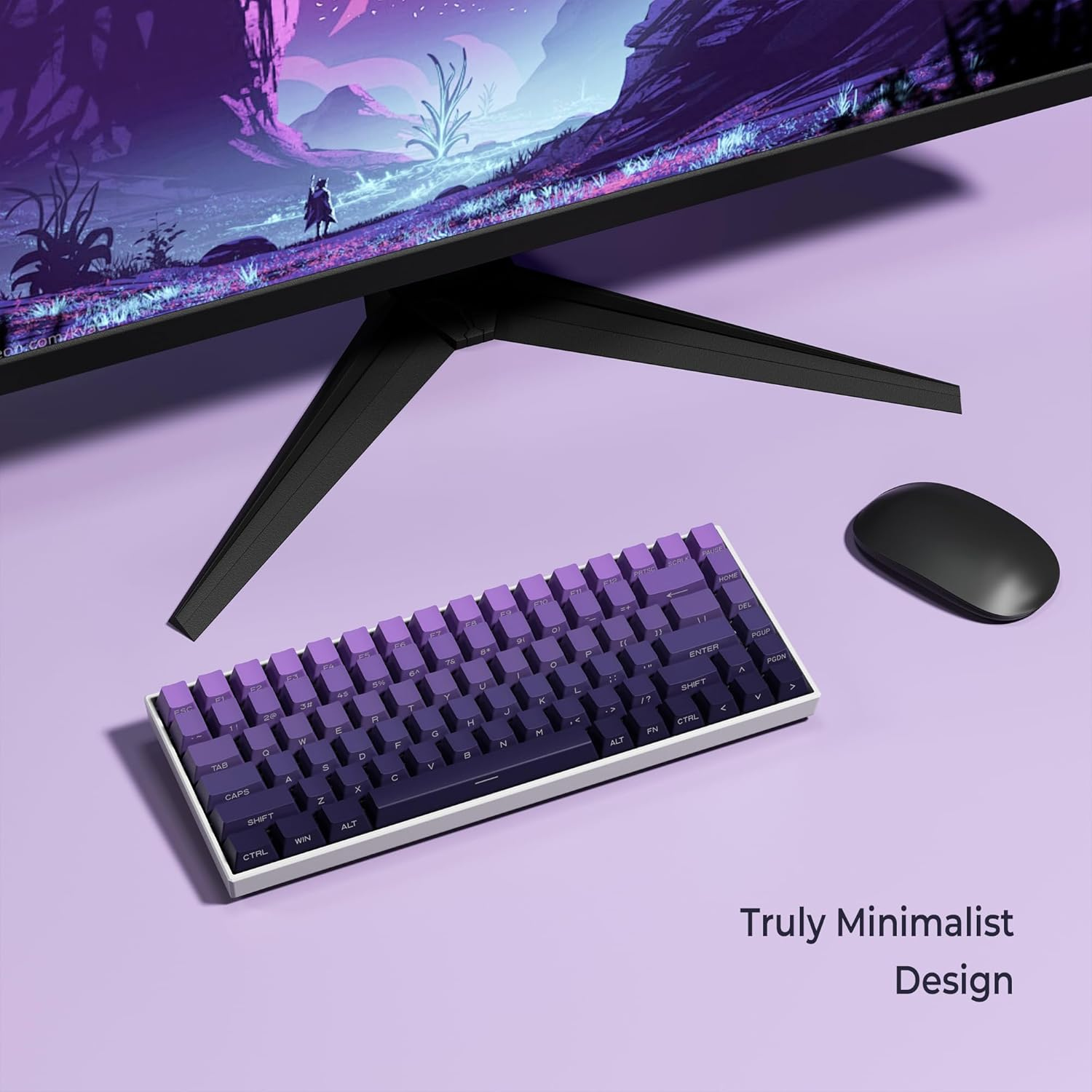 SDYZ XVX Side Print Keycaps - Shine through Keycaps, PBT Double Shot Custom Keycap Set, 136 Keys Gradient Purple OEM Profile Keyboard for Cherry Gateron MX Switches image number 2