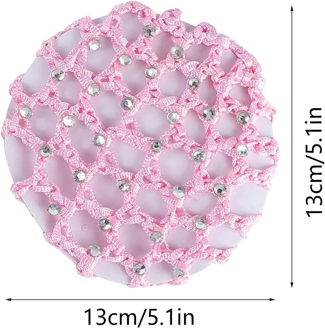 Hair Net Bun 12 Pieces Rhinestone Bun Cover Crystal Hair Net Bun Hair Net Set Hairstyle Aid Fabric Knot Net for Gymnastics Rhythmic Sports Gymnastics Ballet Figure Skating image number 2