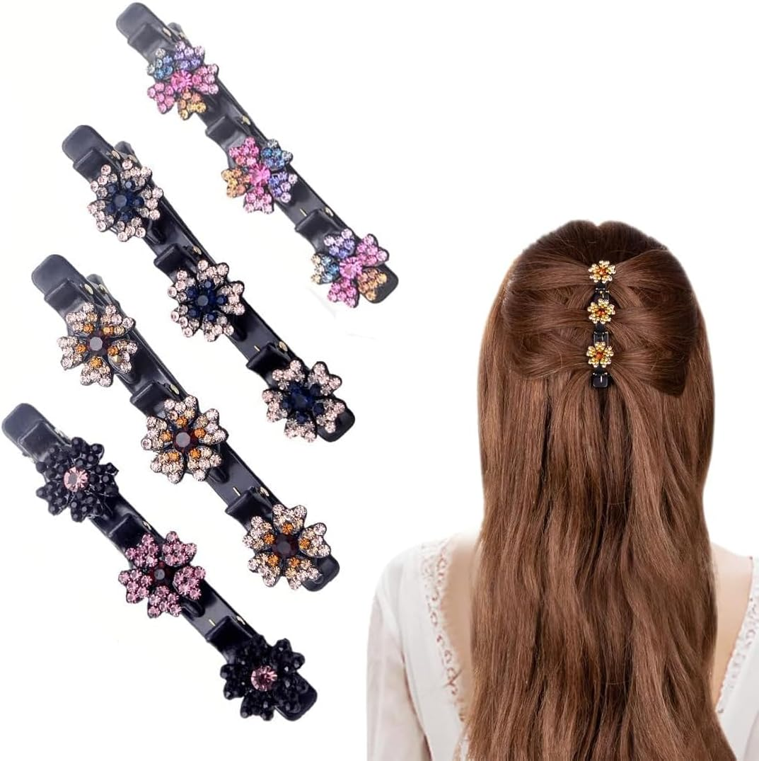Pack of 4 Crystal Hair Clips Women - New Flowers, Hair Clips Women with Sparkling Crystal Stones Elegant Hair Styling Clips Hummingbird Hair Clip Rhinestone Hair Clips Hair Clips image number 2