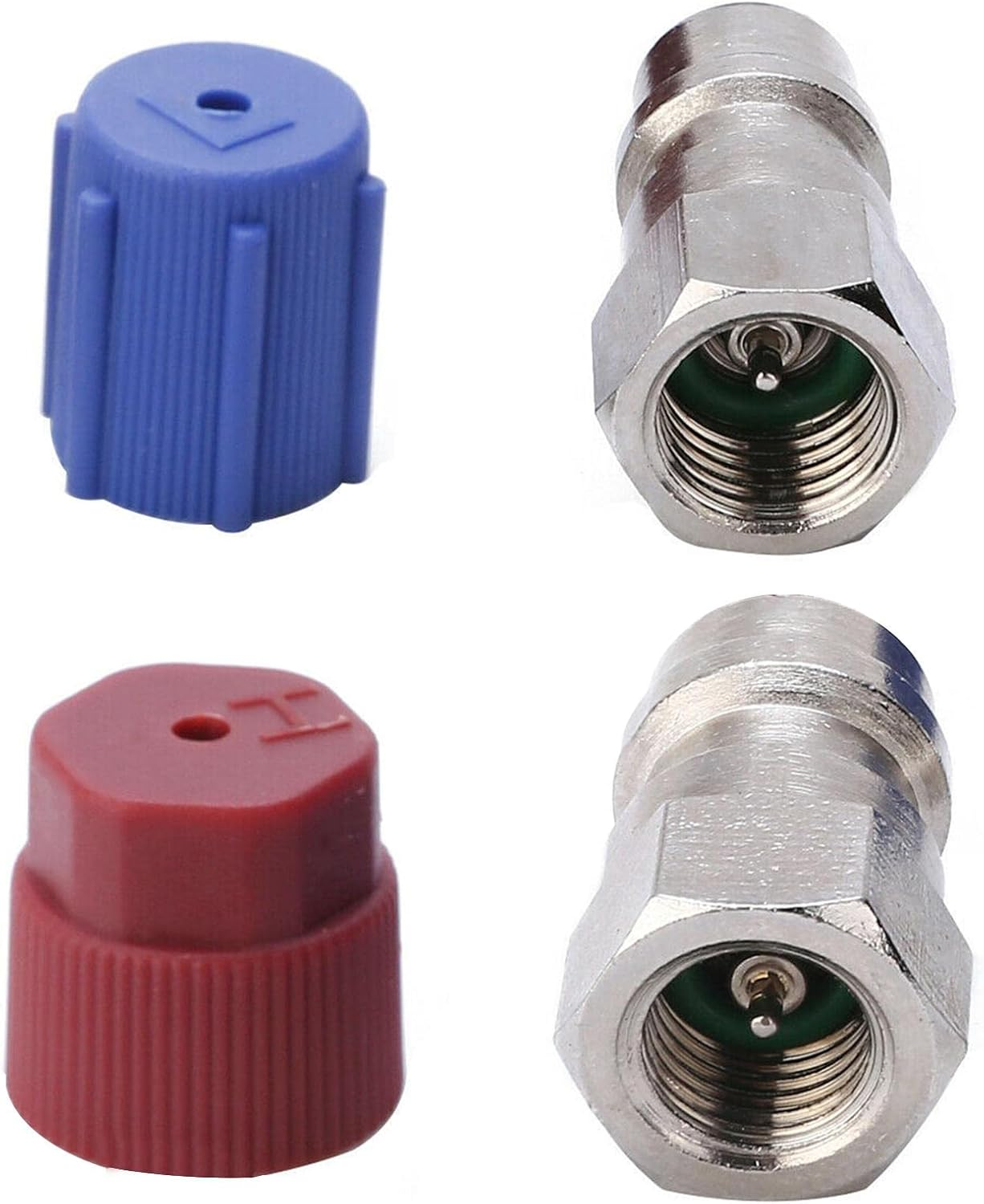 R12 to R134A Conversion Kit - R12 to R134 a High/Low AC Fitting Port Retrofits Conversion Adapter,Quick Coupler A/C 90&deg; Fitting, High and Low Side R-12 to R-134A Retrofits with 2PC