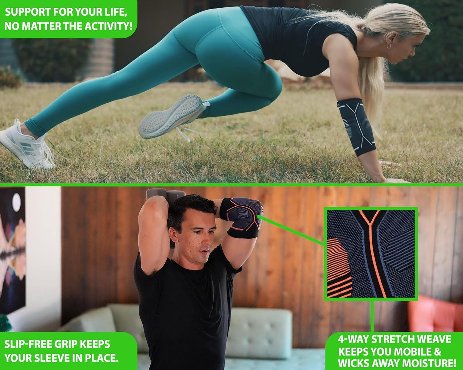 Kunto Fitness Elbow Brace Compression Support Sleeve for Tendonitis, Tennis Elbow, Golf Elbow Treatment - Reduce Joint Pain during Any Activity! image number 1