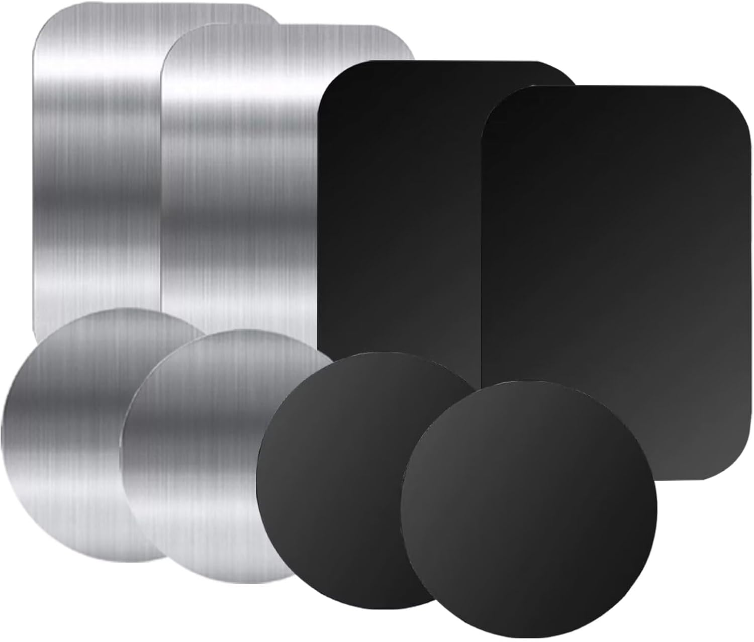 Pau1Hami1Ton Adhesive Thin Metal Plates(Compatible with Magnetic Mounts),4 Piece Metal Plates for Phone Case,(2 Rectangle and 2 Round) S-07N(Black+Silver) - 10Black image number 7