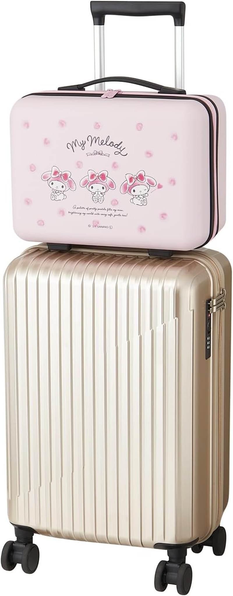 Skater TCOC15-A Hard Carry-On Case with Bottom Feet with Mesh Pockets, 3.5 Gal (15 L) Sanrio My Melody Watercolor Cosmetics image number 6