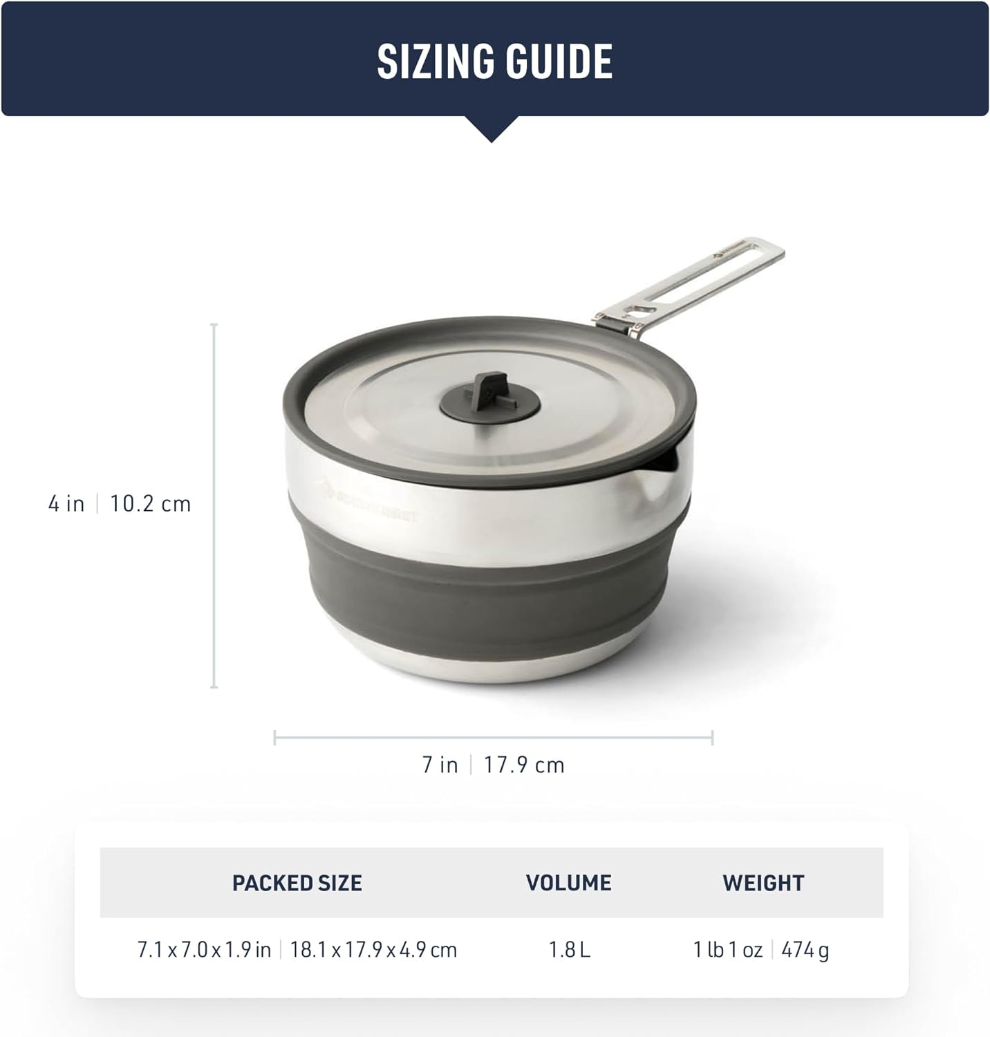 Sea to Summit Detour Stainless Steel Collapsible Pouring Pot, Beluga, 1.8 Litre Capacity image number 4