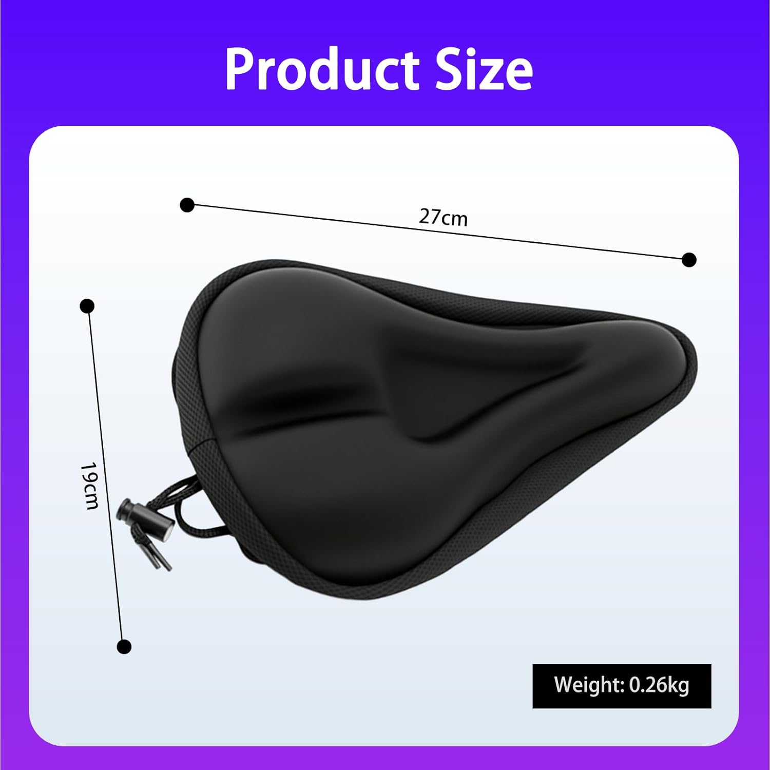 Gel Bike Seat Cover Cushion,Universal Bicycle Saddle Cover with Non-Slip Base,3D Relief Design for Road Mountain Spin Bikes,Comfortable Cycling Seat Pad Black image number 5