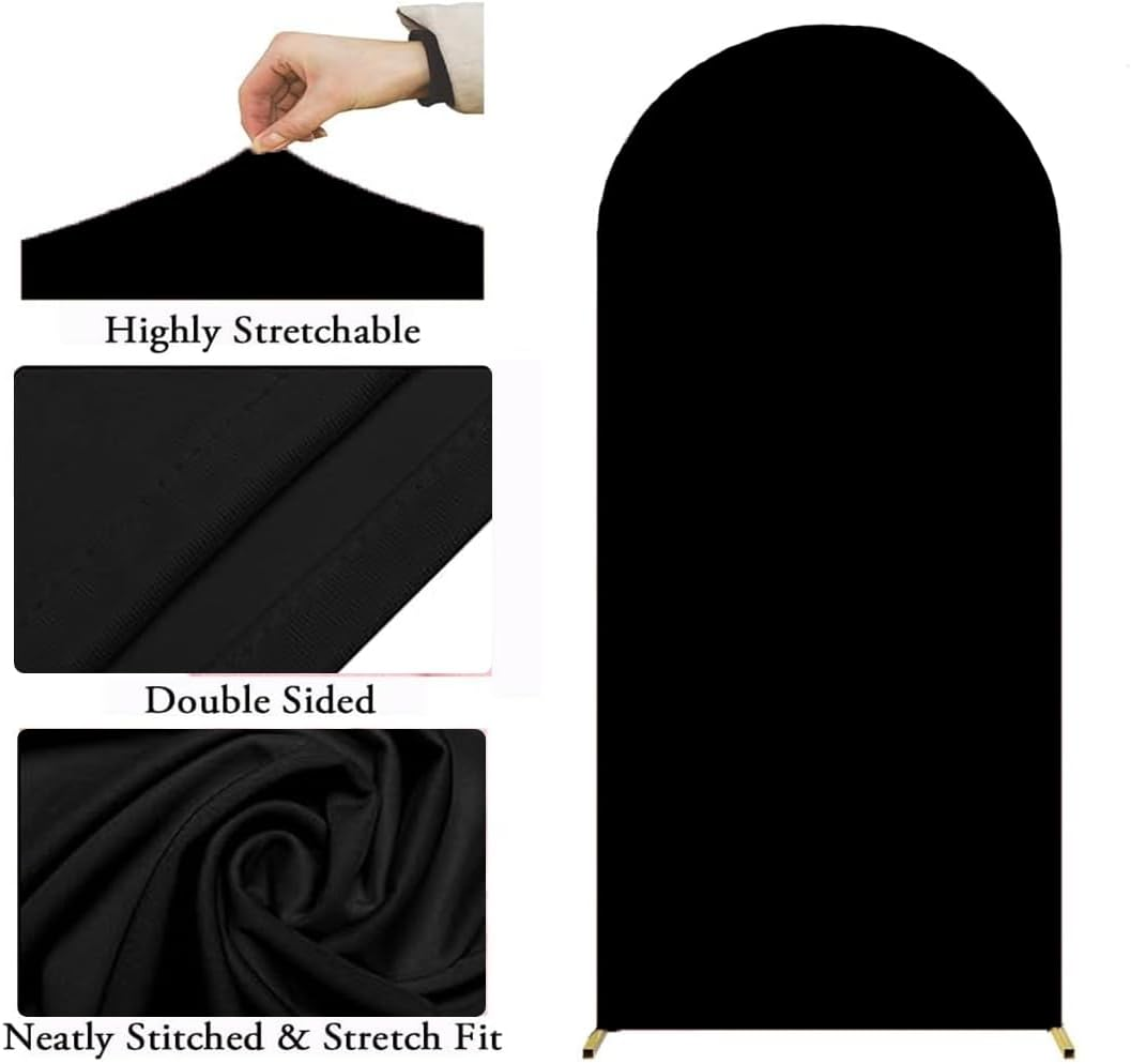 Black Wedding Arch Cover 7.2 FT, 7.2 FT Arch Backdrop Cover, Black Arch Backdrop Stand Cover for Party Celebration Proposal Birthday