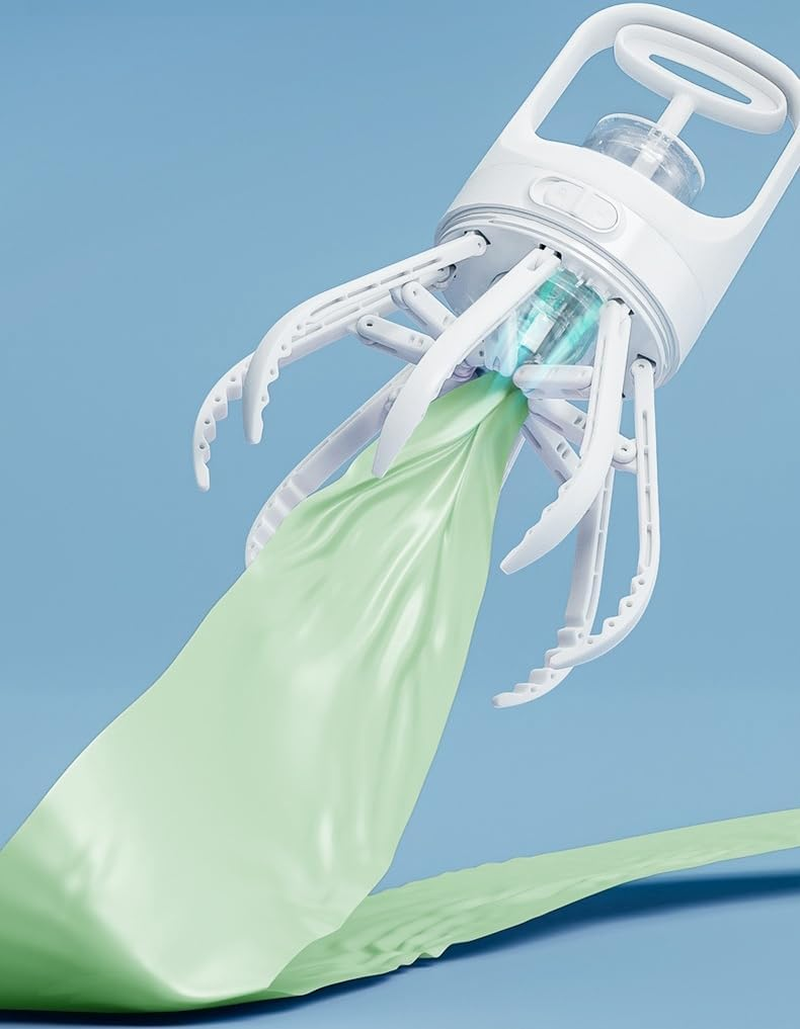 Dog Pooper Scooper, Portable 2-In-1 No Touch Poop Picker for Small Medium Large Dogs, Claw Wide 6.2'' Dog Waste Pick-Up Cleaner with Storage for Max 75PCS Garbage Bag and Leak-Proof Waste Container