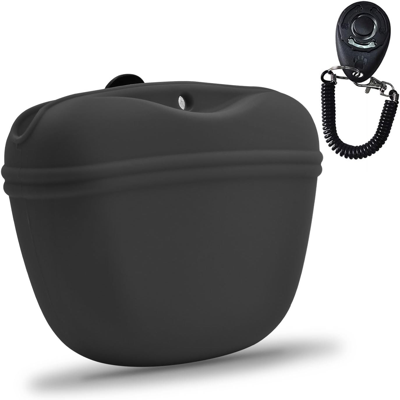 AUDWUD- Silicone Dog Treat Pouch - Clip on Portable Training Container - Convenient Magnetic Buckle Closing and Waist Clip - 100% FDA Certified Food Grade Silicone & BPA Free