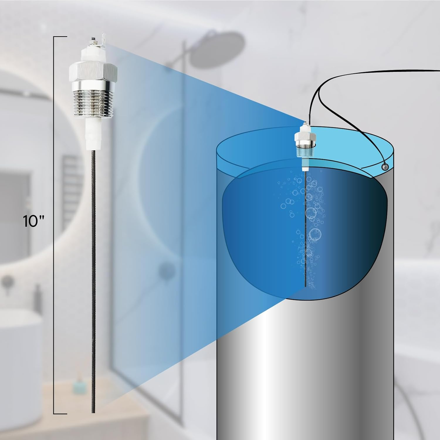 Powered Anode Rod for Water Heater Tank, Electrical Titanium Anode Rod, Eliminates Rotten Egg Smell (Type B) image number 2