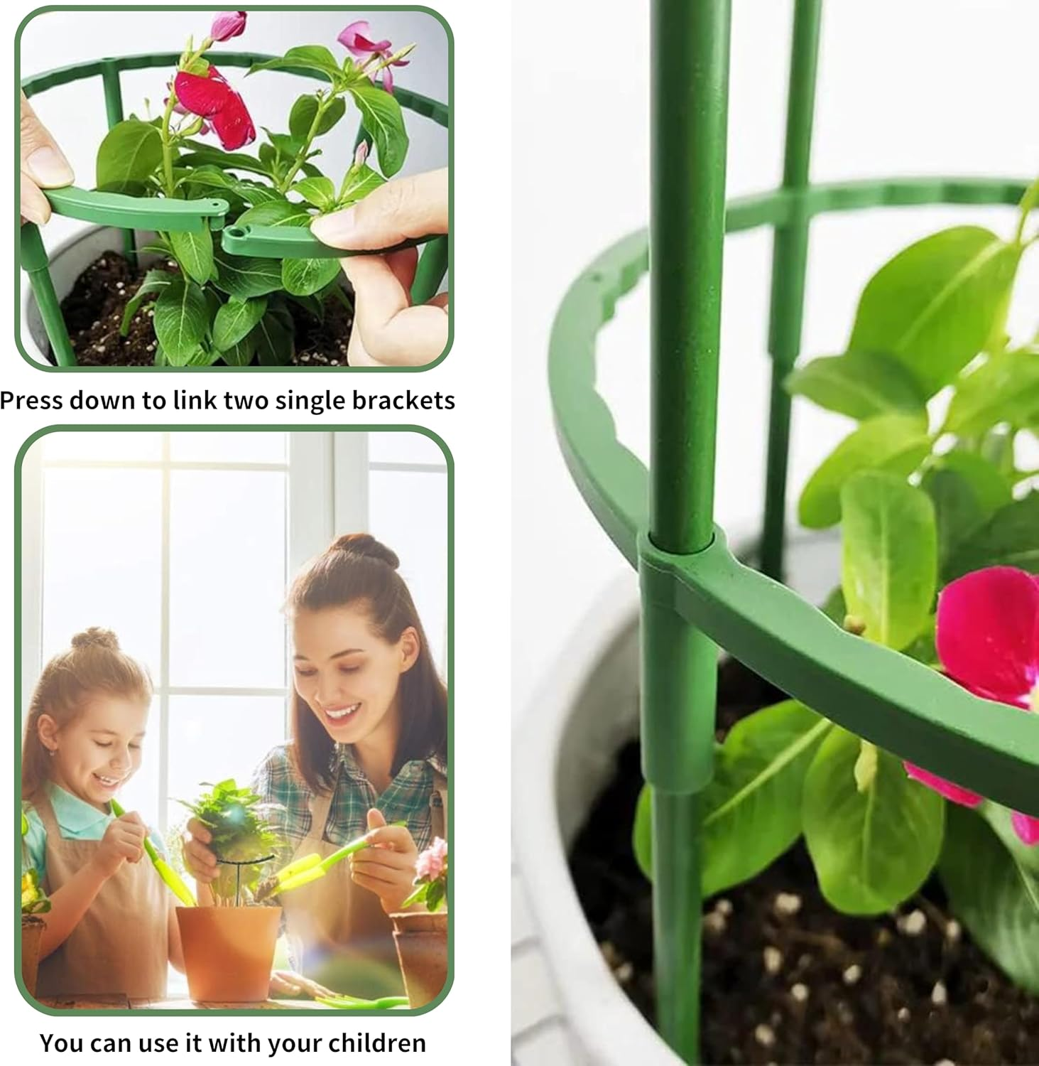 10 Pack Plant Stand, Plastic Plant Support Stakes, Half round Ring Plastic Cage Holder Flower Pot Climbing Trellis for Indoor and Outdoor Leafy Plants, Vegetable, Flower image number 4
