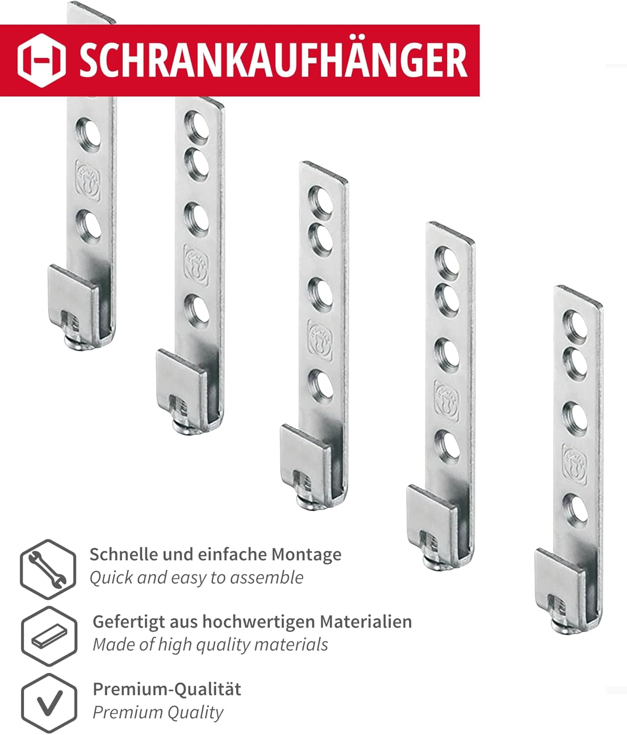 Gedotec Cabinet Hanger Galvanised Steel H10323 | Pack of 6 Cabinet Holders for Screwing | Furniture Hanger Rustproof | Hanging Rail Metal | Cabinet Support Stable | Cabinet Support Visible | Heavy Duty image number 5