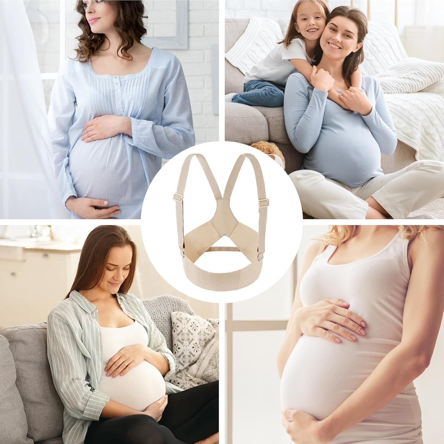 Maternity Belly Band,Breathable Maternity Belt Belly Band - Pregnancy Band, Adjustable Pregnancy Belly Support for Late Mid-Pregnancy Home, Outdoor - L image number 6