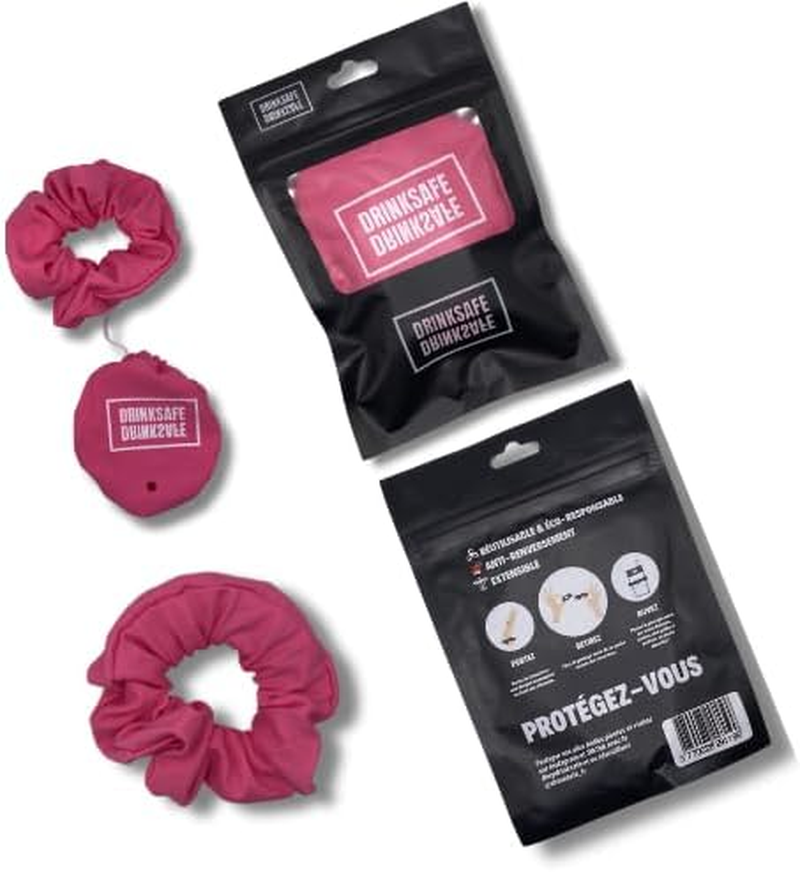 Drinksafe I Drug Glass Hair Scrunchie Reusable Leakproof for Parties and Festivals I Purple image number 1