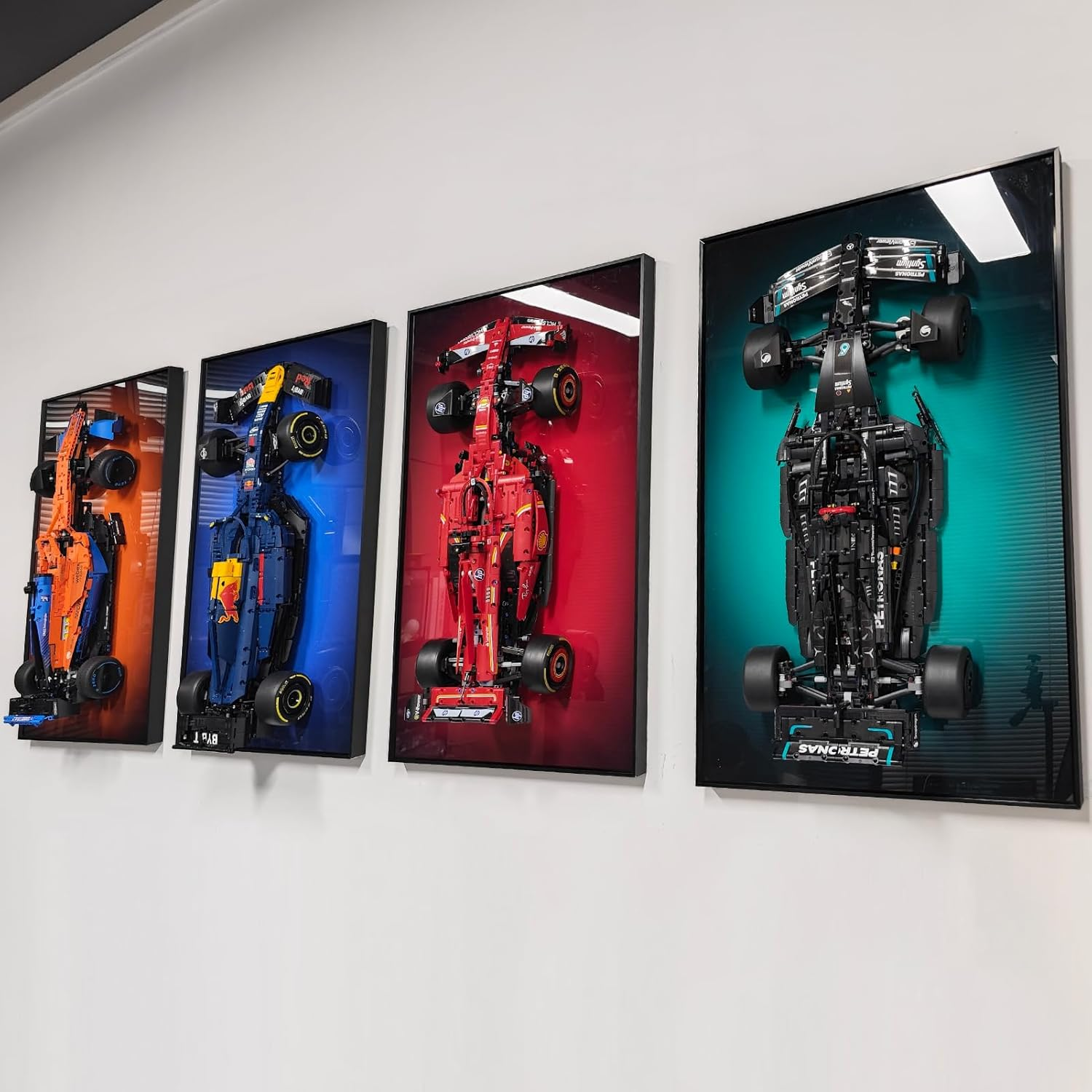 Display Wall Frame for  Technic Ferrari SF-24 F1 Model Car Kit(No Model), Unique Decorative Metal Display Wall Mount for  42207,Size:75X45Cm (Red) image number 1