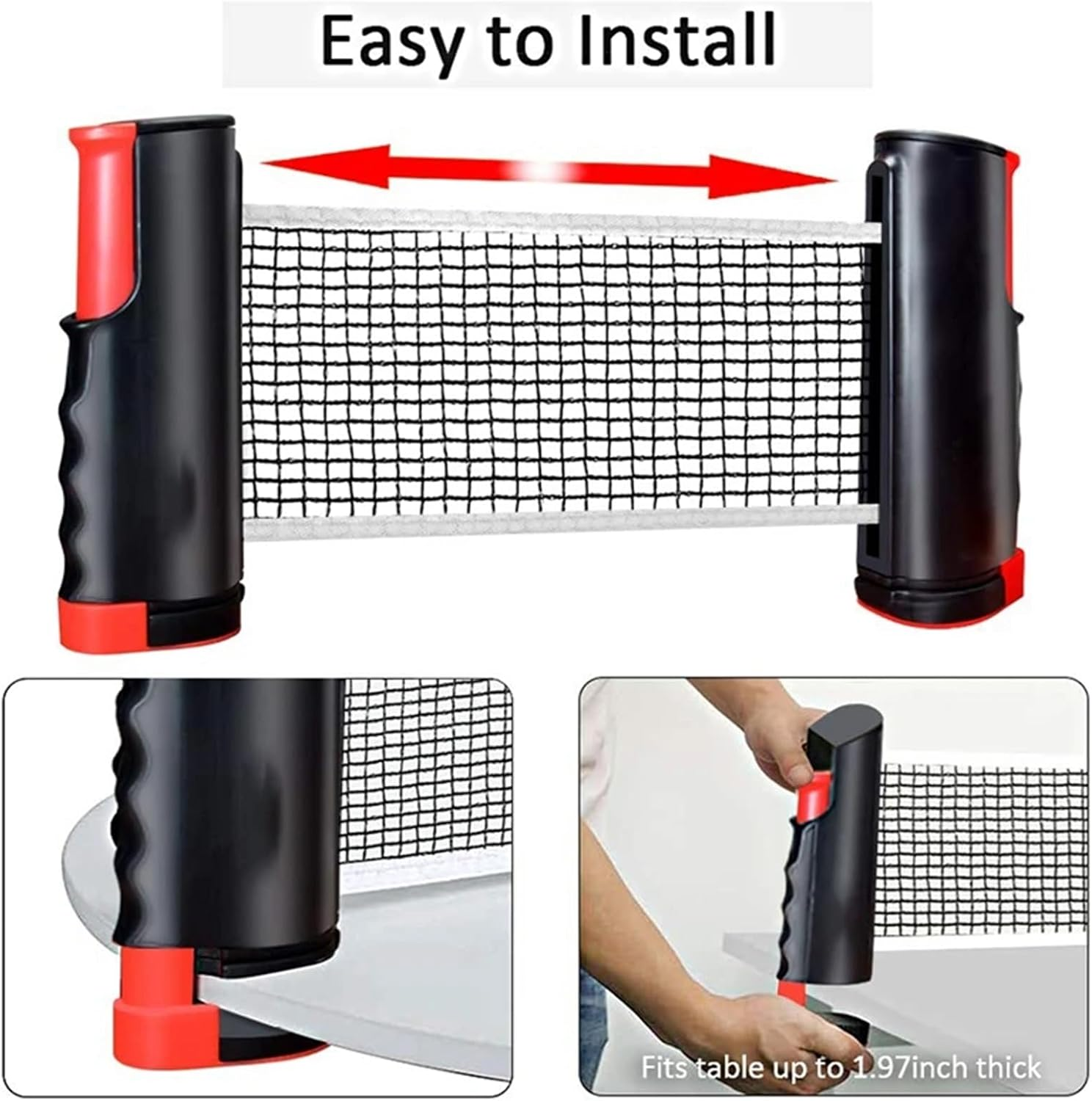 MYLEUS Portable Ping Pong Set with Retractable Net, 2 Paddles, 6 Balls, Storage Mesh Bag - Indoor/Outdoor Table Tennis Kit image number 5