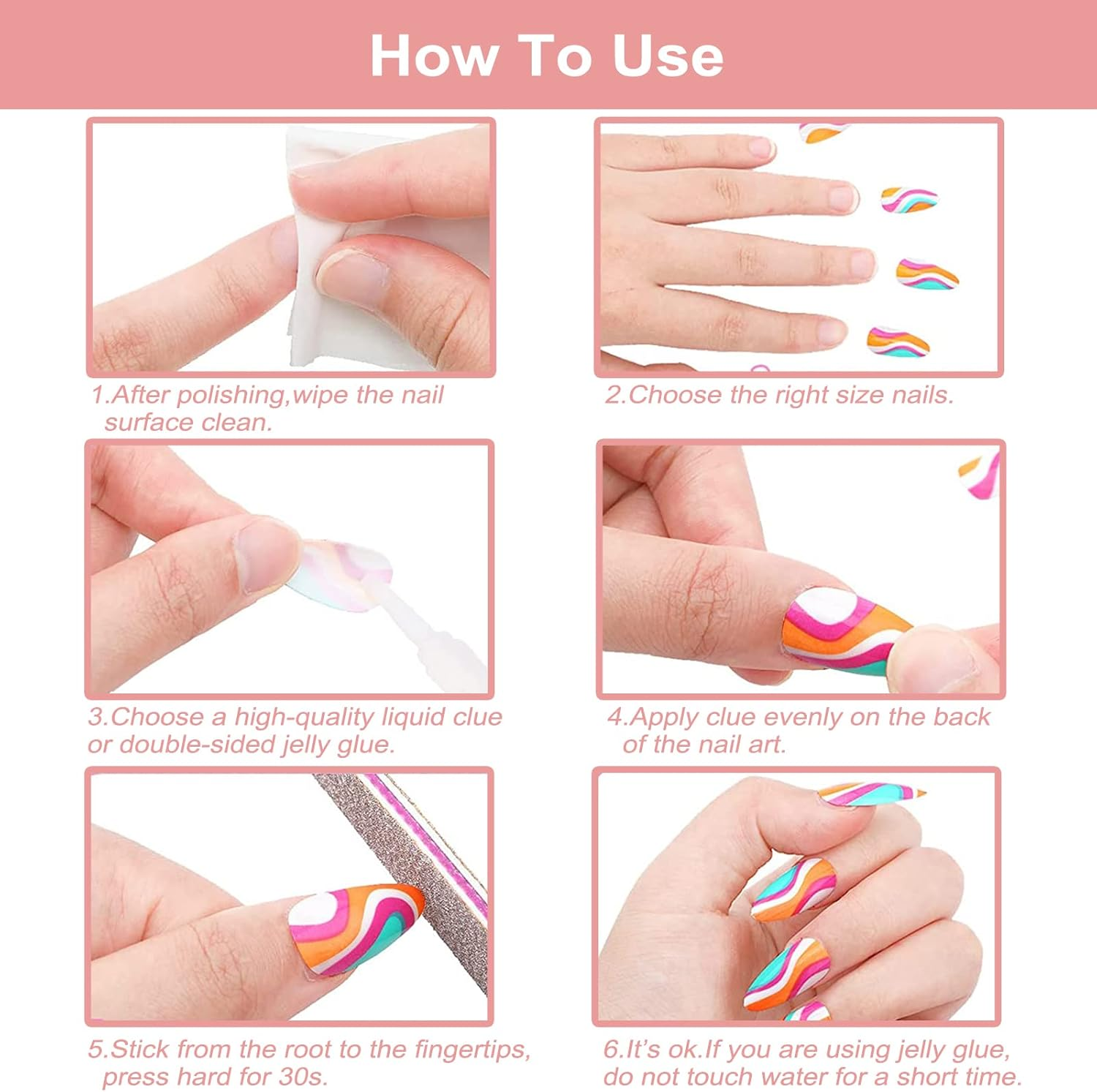 24-PCS French Press on Nails Short Fake Nails Blush Stain False Nails White Edge Fake Nails Burgundy Moose Pattern Fake Nails Glossy False Nails Full Cover Acrylic Nails for Women & Girls