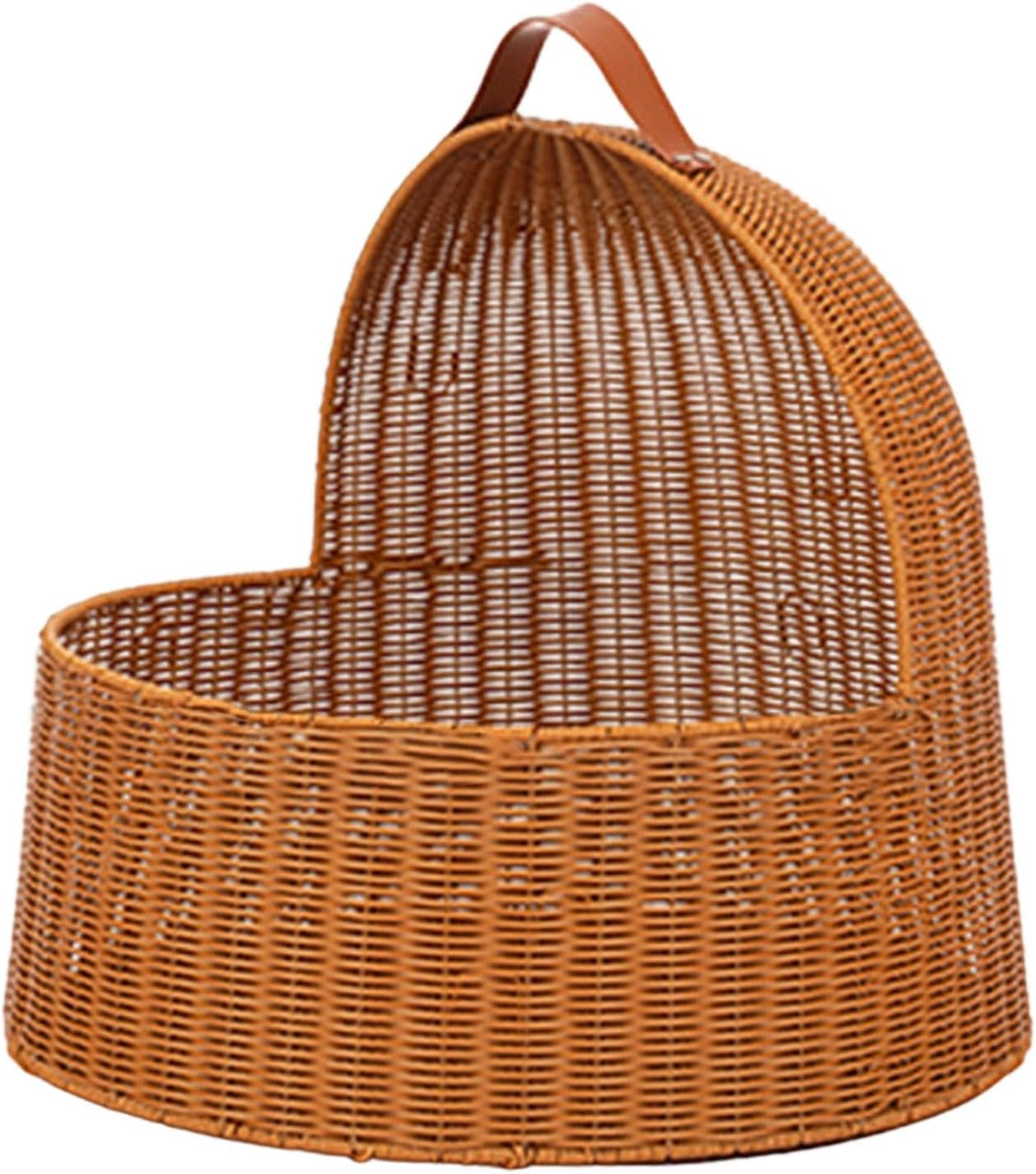 Fewnvwa Imitation Rattan Cat Bed, Hideaway, Comfortable Nest, Semi-Enclosed Pet Bed, Cat House for Small Dogs, Kittens, Puppies, Kittens, Yellow