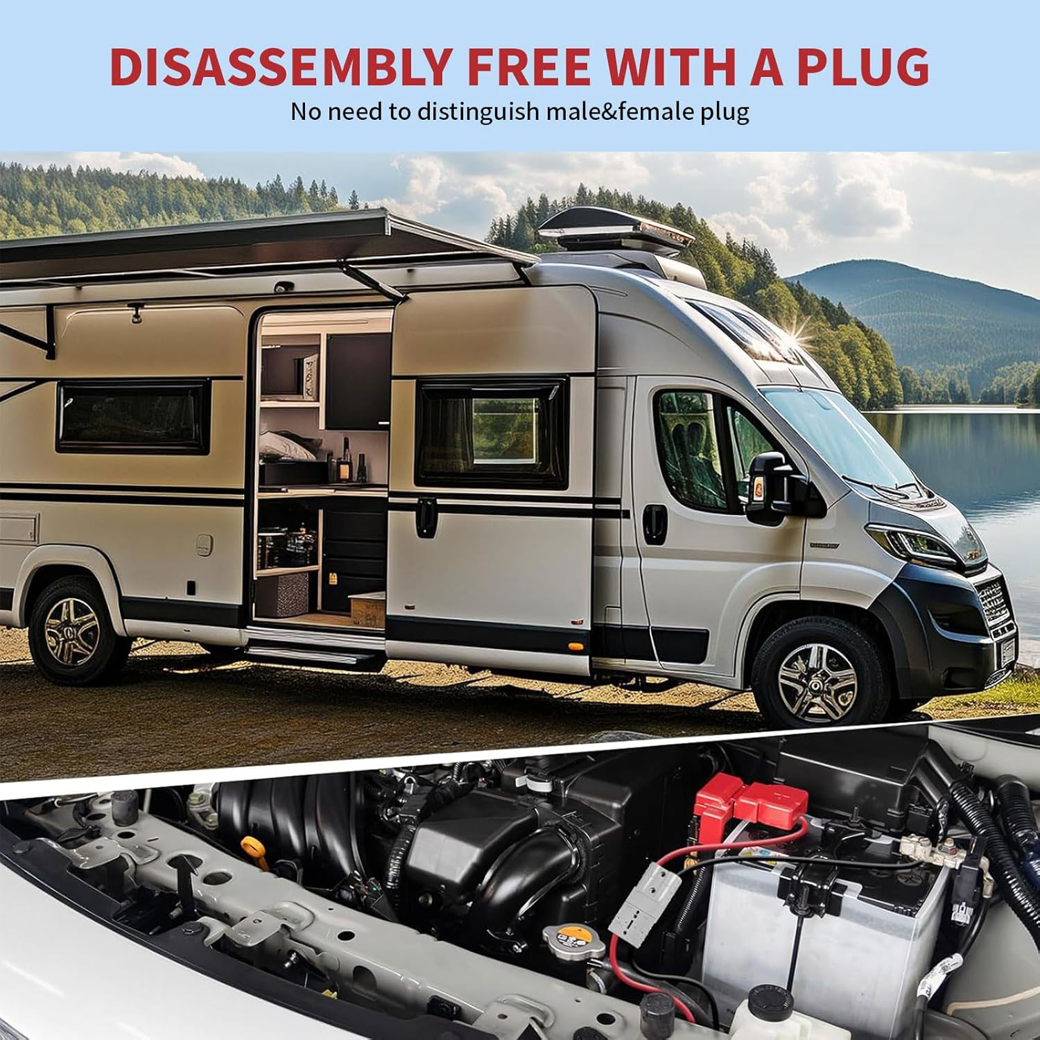 MAEZOE 2Pcs 50A Anderson Plug to Ring Terminal Cable with Fuse Box, Heavy Duty Battery Quick Connect for RV Solar Power and Caravans image number 3