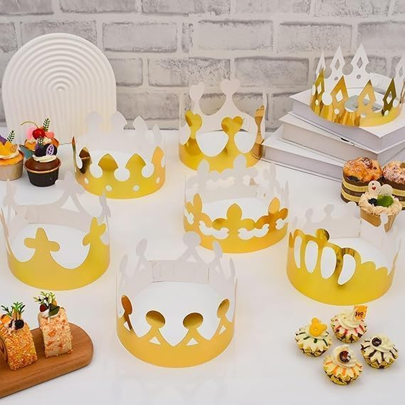 32Pcs Gold Paper Crowns, Birthday Crowns for Kids, Paper Prince Princess Crown Foil Party Crown Hat Cap for School Classroom Baby Shower Birthday Party Supplies image number 4