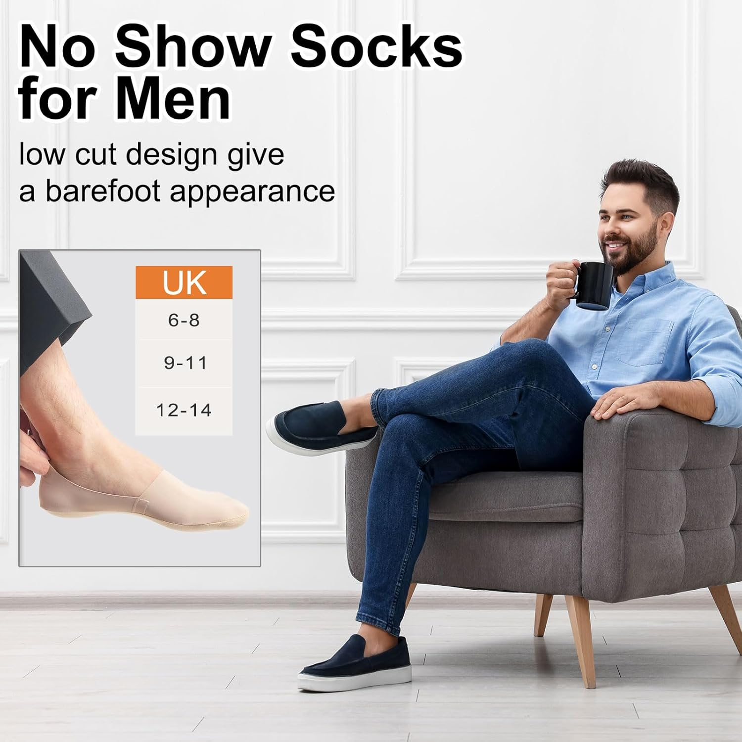 Mens Invisible Trainer Socks, No Show Socks Women Non Slip Nylon Hidden Shoe Socks Lightweight for Summer, 6 Pairs image number 5