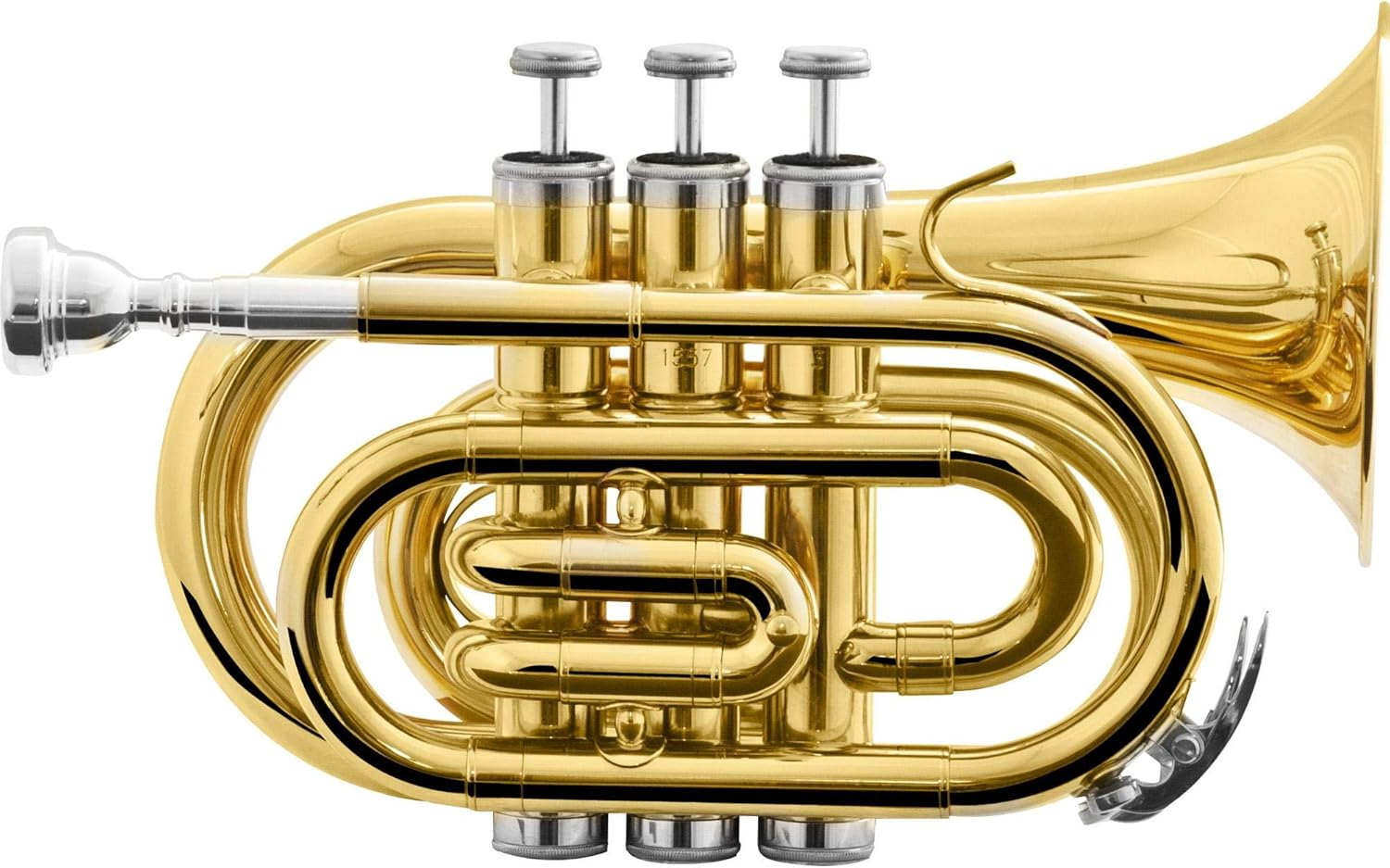 Harmonics Small Trumpet HMT-500L Bb Mini Pocket Trumpet Brass Instrument Gold Lacquer with Soft Carrying Case image number 2