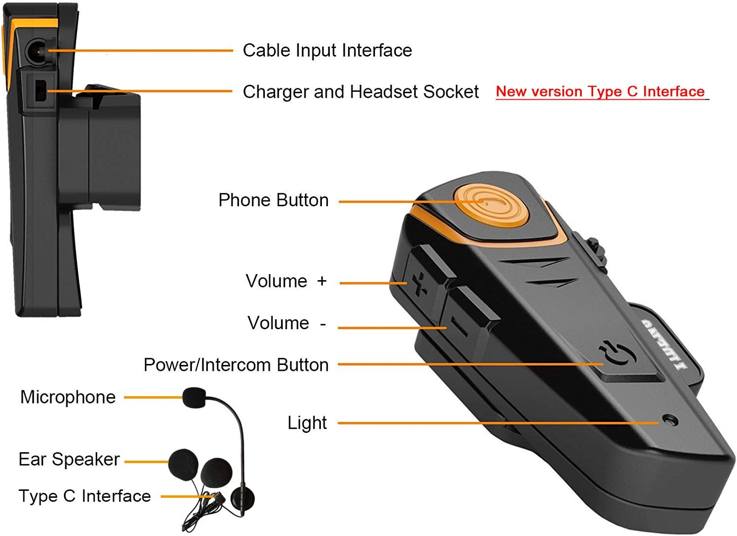 Bluetooth for Motorcycle Helmet Headset, BT-S2 Headphones Headset Speakers Built in Wireless Calling Walkie-Talkie Intercom Skiing Dirt Bike Helmet Waterproof Wireless Communication 2-3 Riders(2 Pack(
