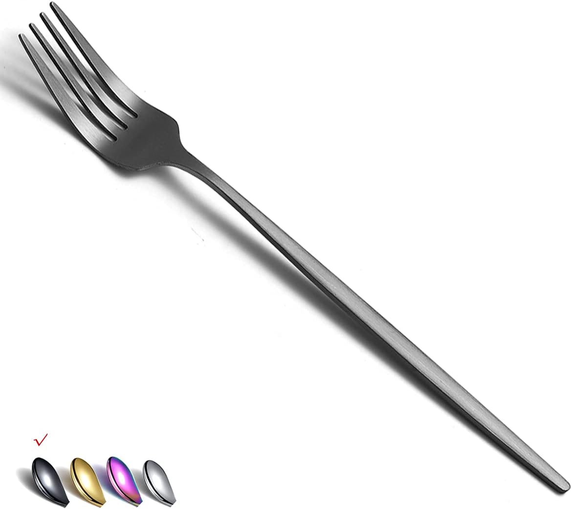 Matt Dinner Forks 6 Piece, Stainless Steel Dessert, Table, Salad Forks - Silverware Set for Home, Kitchen or Restaurant - Dishwasher Safe (Matt Silver-8.4 Inch)