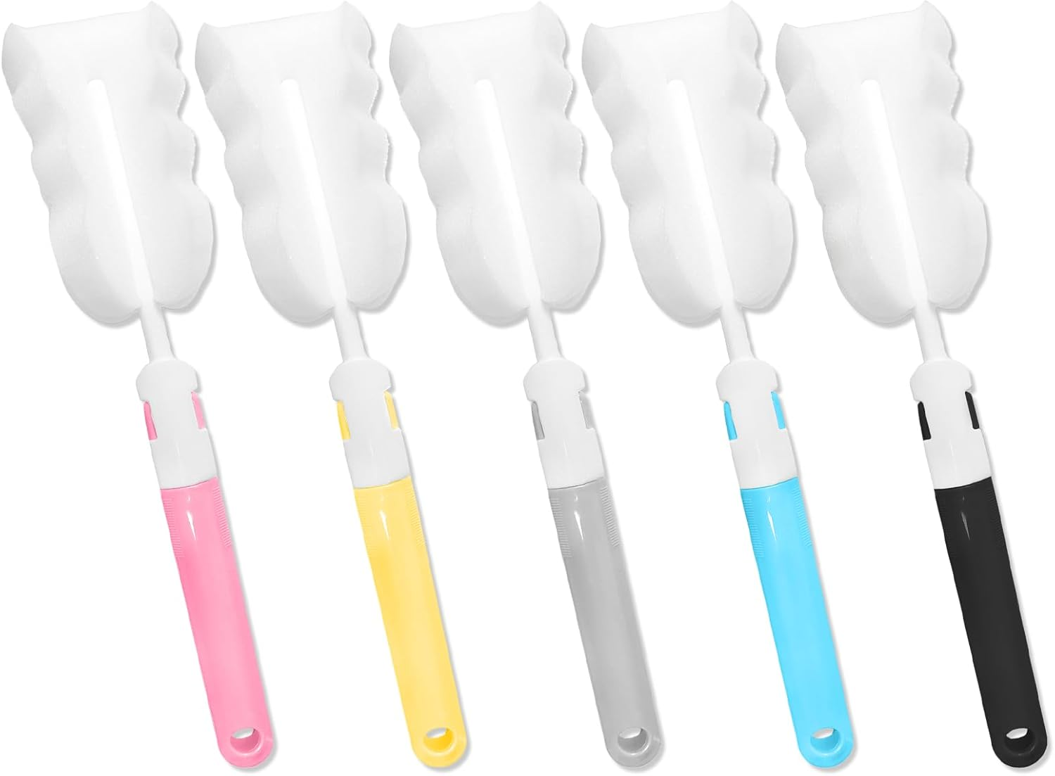 HAIKING Cup Cleaning Sponges, 5 PCS Long Handle Water Bottle Cleaners for Kettle, Tumbler, Sports Bottles (Removable) image number 3