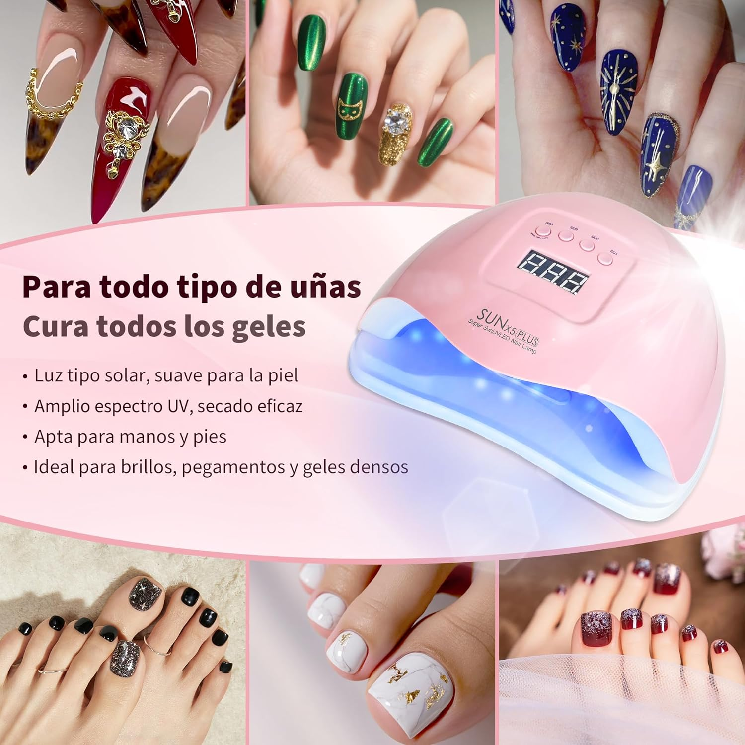 UV Nail Lamp 80 W LED Lamp for Nails with Sensor & Timer - UV Lamp for Gel Nails with 36 Leds, 4 Modes, Nail Dryer for UV Nail Polish, Manicure & Pedicure image number 2