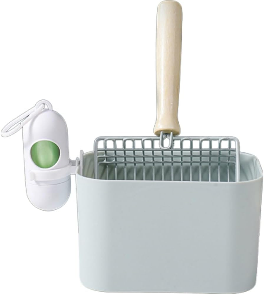 Aesthetic Cat Litter Scoop with Holder Stainless Steel Heavy Duty Litter Box Tray Pan Sifter with Comfortable Wood Grip Non-Stick Kitty Litter Scooper for Easy and Efficient Cleaning (Blue, One Size) image number 3