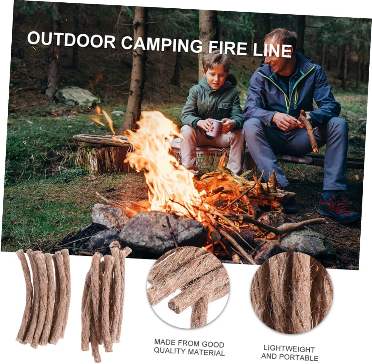 Anneome 60Pcs Outdoor Firelighter Camping Portable Starter Rope Wick Emergency Tool for Barbecues Signal Fires and More image number 3