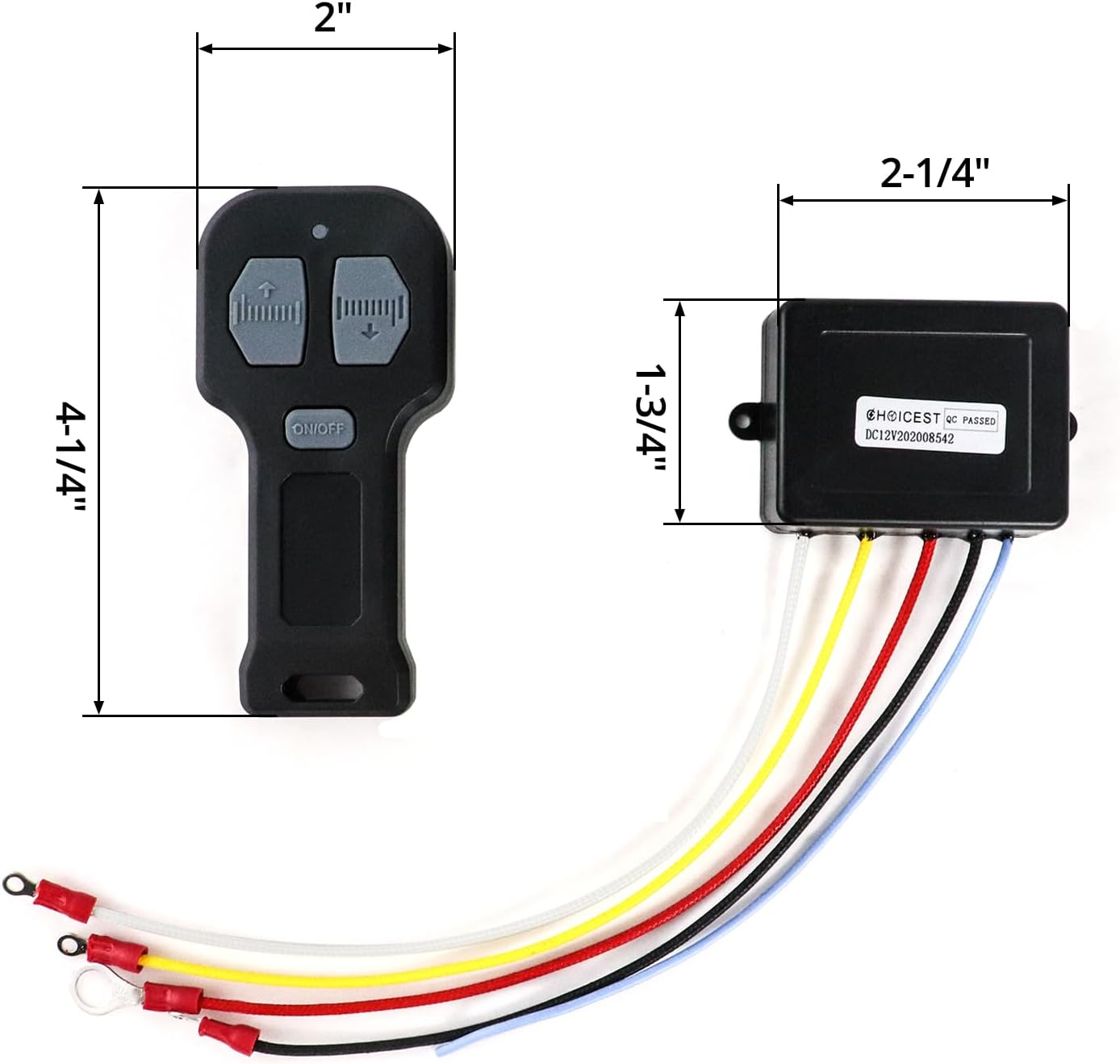 QWORK 12V Car Wireless Winch Electric Remote Control, 4 Pack Universal Mini 5 Wire Control Winch with Dual Manual Matching Transmitter Kit for Truck, ATV and SUV Winch Wireless System image number 6