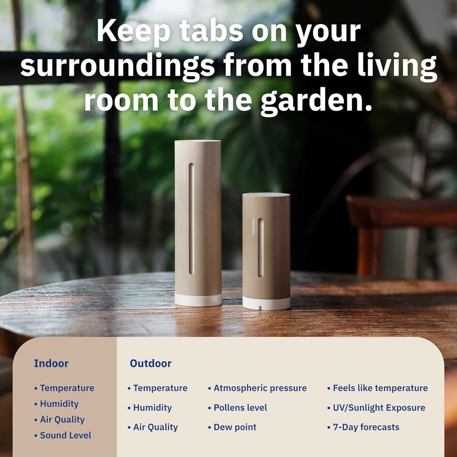 Netatmo Weather Station Original| 2Nd Generation | Indoor & Outdoor | Temperature, Humidity, Air Quality, UV - Sunshine, Pollen, Weather Forecasts, Compatible Apple, Alexa, Google - Sand - NWS-S-WW image number 3