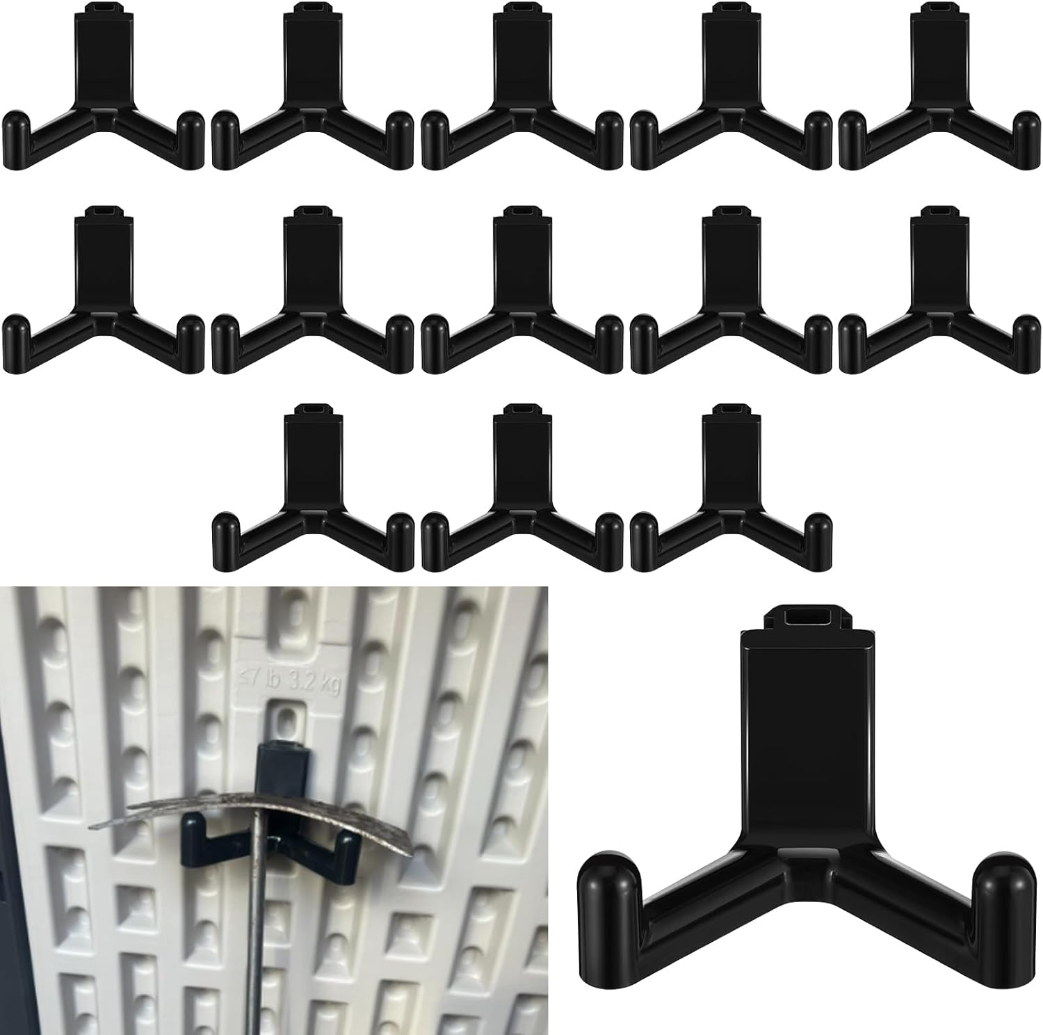 5 Pcs Plastic ABS Tool Hooks Compatible with Lifetime Shed 60305 60118 60127 60138 60141 Etc Not Work on Any Sheds with Horizontal Siding (Black) image number 1