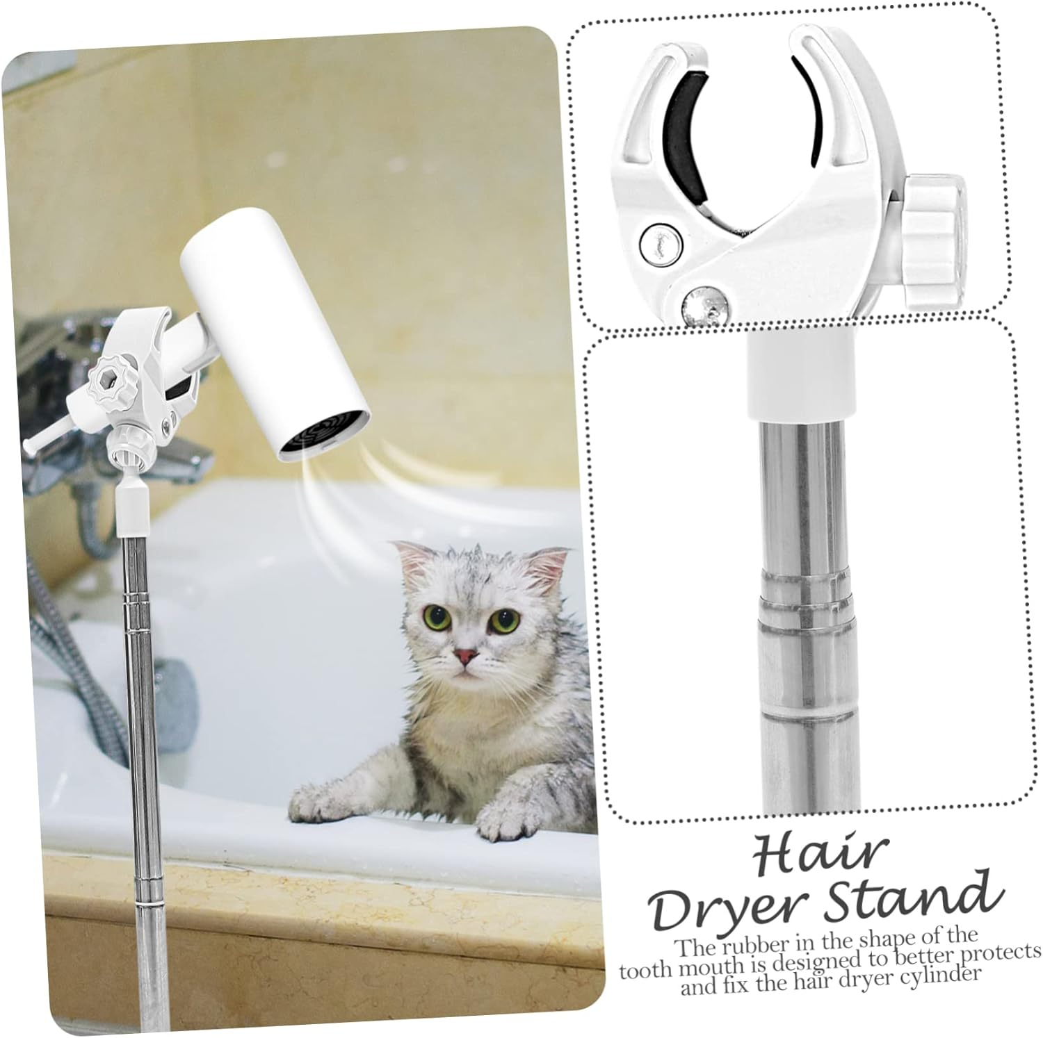 Outanaya Adjustable PET Hair Dryer Stand Rotatable Blow Dryer Holder for Dog Grooming Extendable Floor Support for Easy Drying image number 5