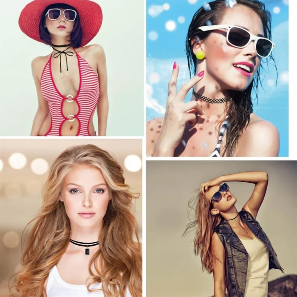 6 Pieces Black Choker Necklace Set for Women,Vintage Lace Tattoo Choker for Womens Girls image number 2