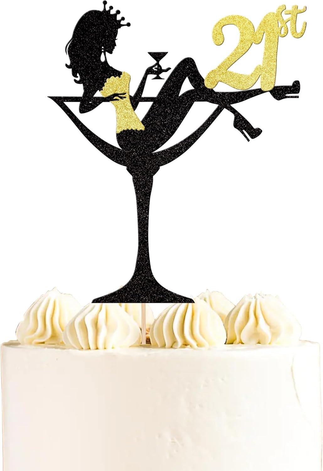 1 Pack Sitting Girl Silhouette Cake Topper Glitter Eighteen High Heel Girl Cake Pick Cheers to 18Th Cake Decorations for Makeup Spa Theme Happy 18Th Birthday Party Supplies (Pink)