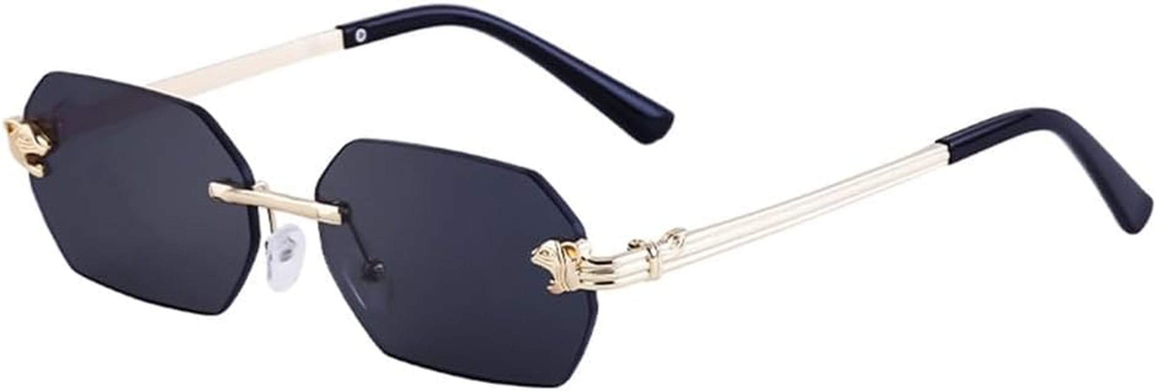 Small Rectangle Rimless Sunglasses Men Women Sun Glasses for Male Vintage Frameless Eyewear Shades UV400