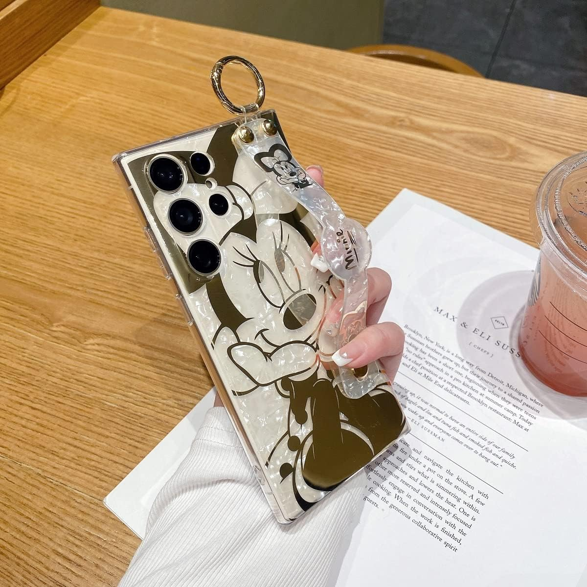 Meishangmei for Samsung Galaxy S25 Ultra Case 6.9" Sparkle Bling with Strap Stand Cute Pattern IMD Plating Design Silicone Shockproof Protective Glitter Cases Cover for Girls and Women - Minnie