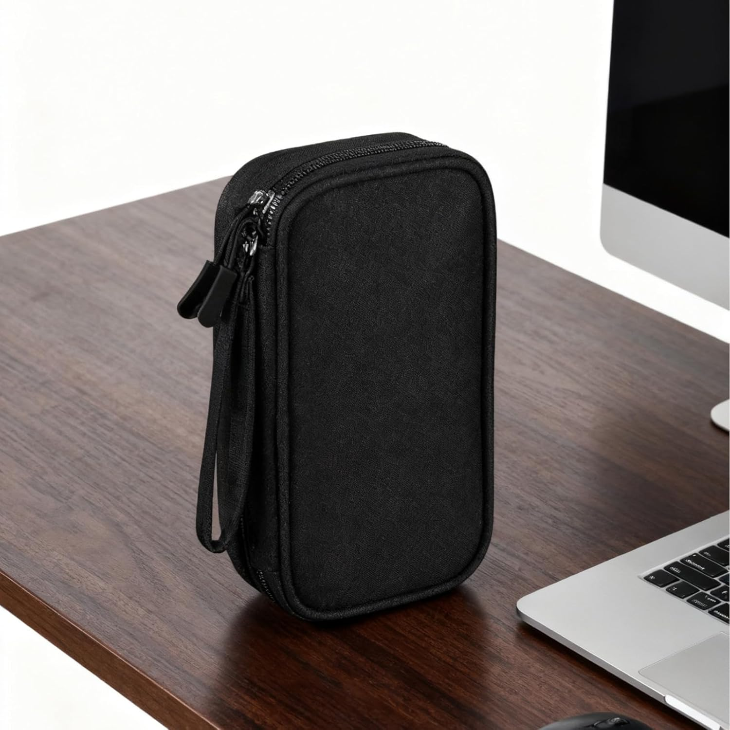 Electronic Organiser - Travel Cable Organiser Bag Pouch for Electronic Accessories, Portable Waterproof Storage Case for Charger Phone Earphone Cords and Travel Case, Black image number 3
